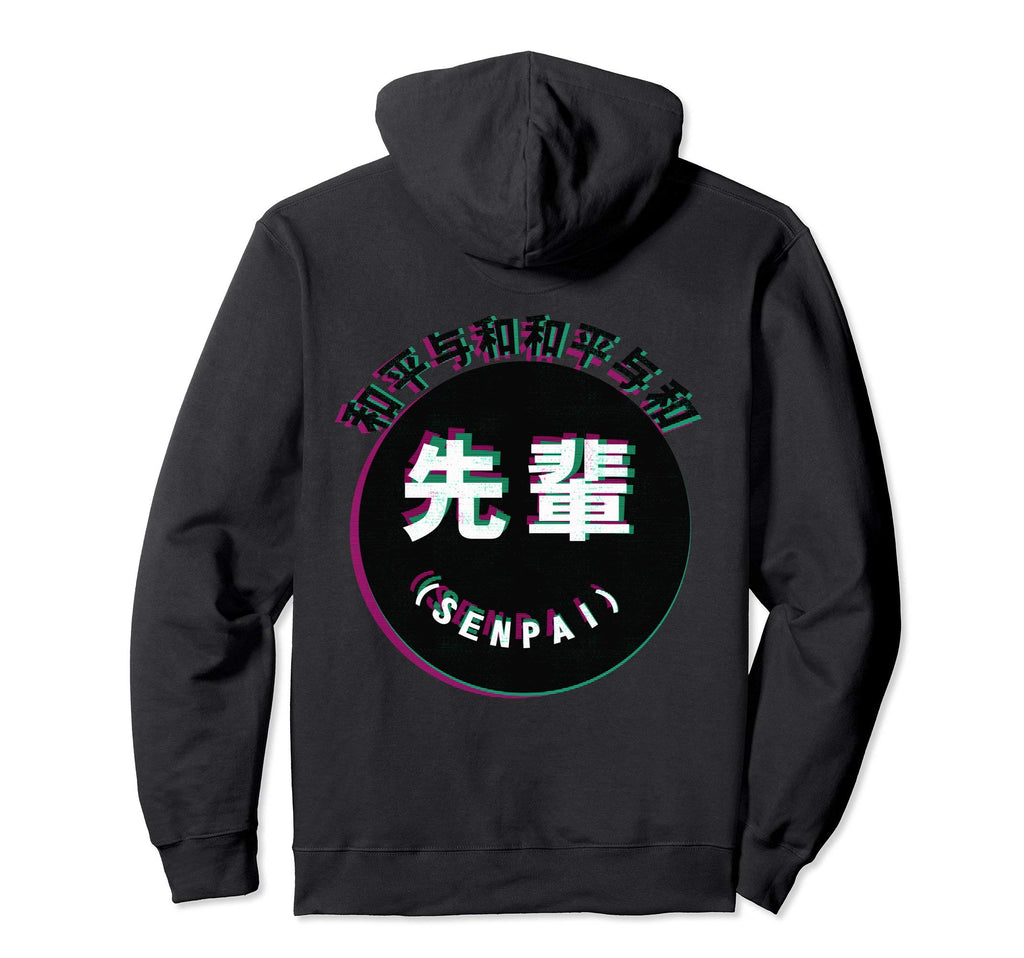 Aesthetic Vaporwave Senpai Black Hoodie - Custom Art Print for Adults - T-Shirt, Sweatshirt, Hoodie