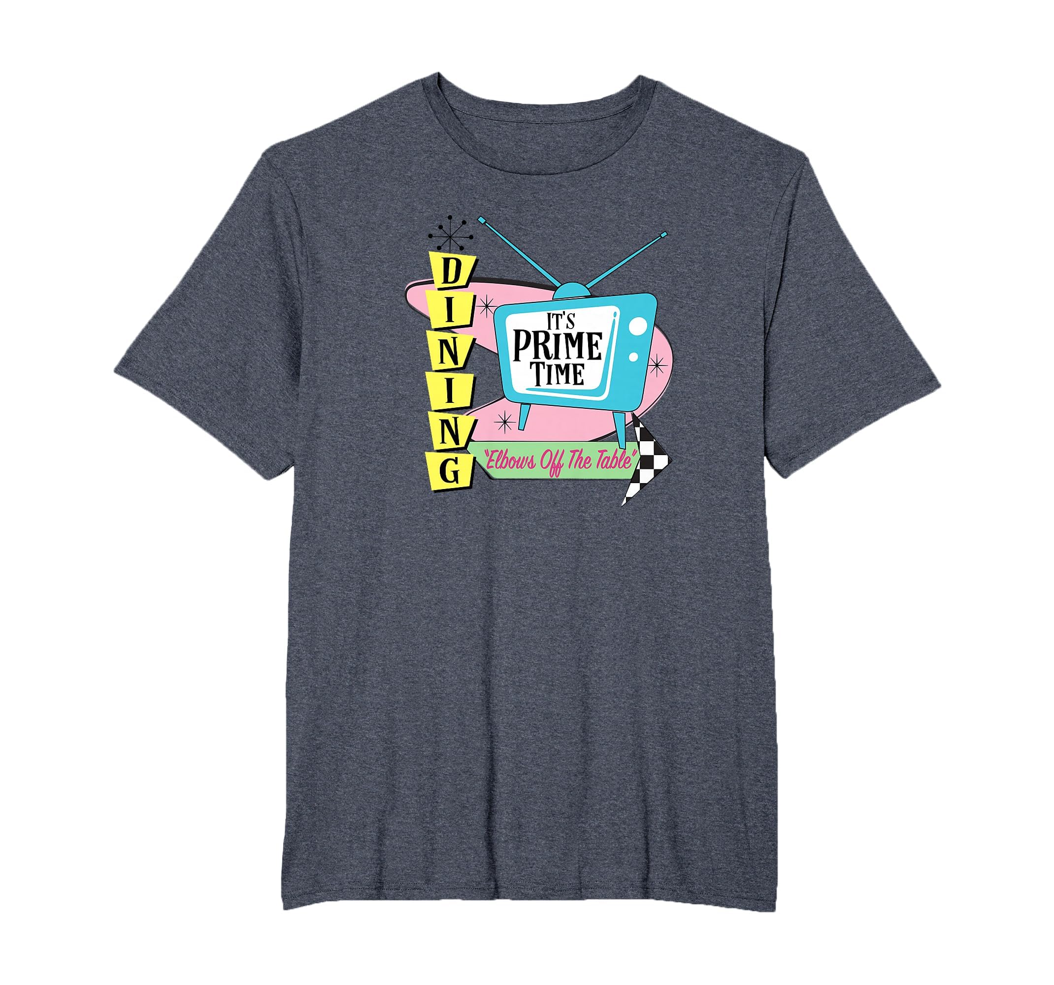 50S Tv Prime Time Dining Elbows Off T-Shirt - Novelty Apparel for Adults - T-Shirt, Sweatshirt, Hoodie