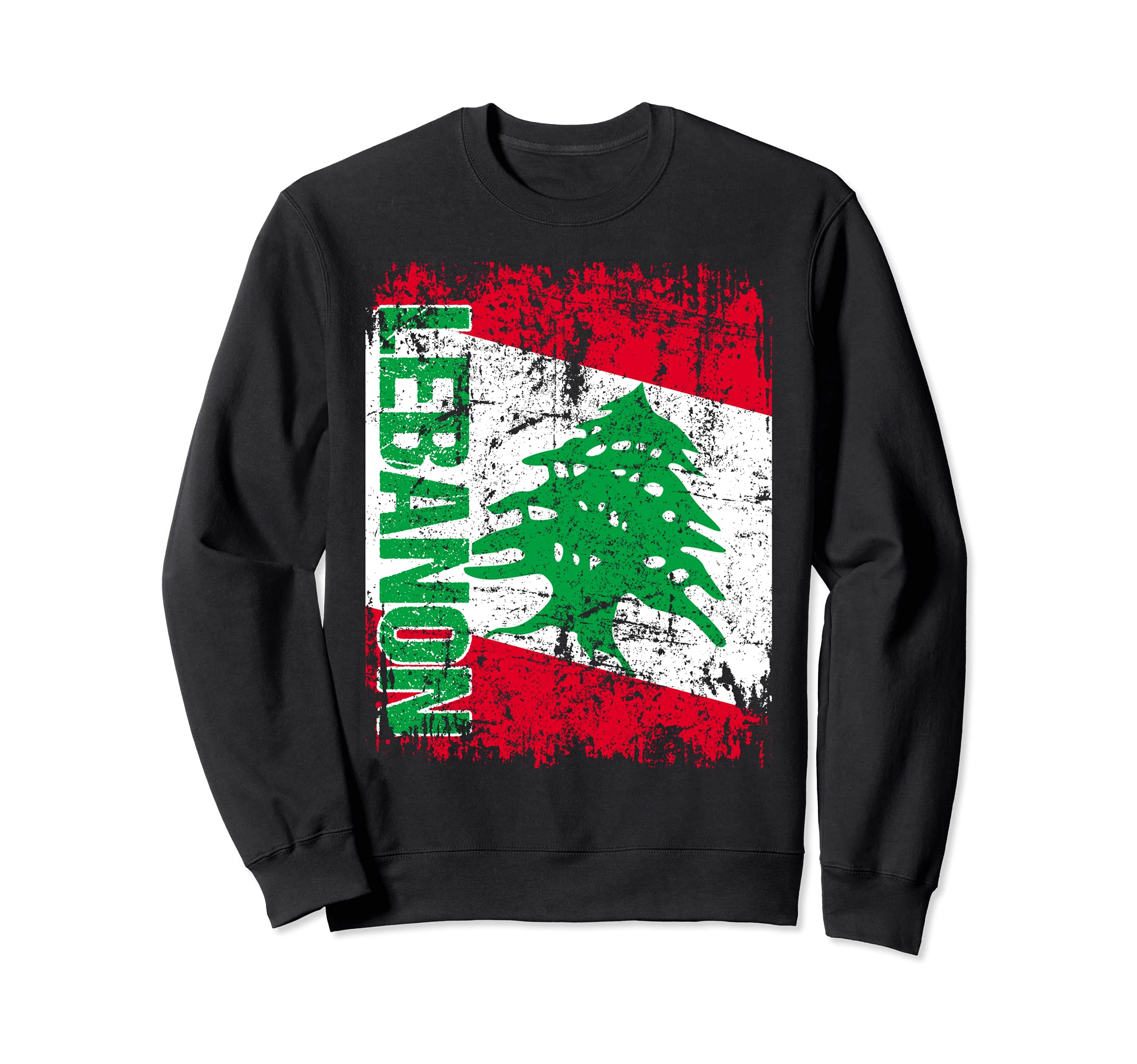 Lebanon Flag Distressed Lebanon Sweatshirt - Casual Everyday Wear Unisex - T-Shirt, Sweatshirt, Hoodie