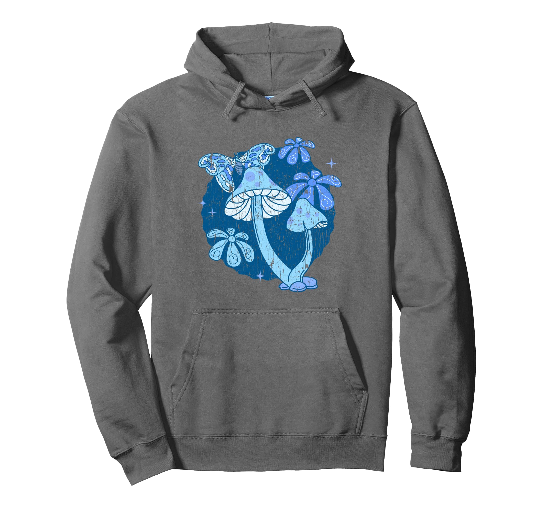 Mushroom Lover Groovy Boho Blue Hippie Hoodie - Graphic Print Unisex - T-Shirt, Sweatshirt, Hoodie