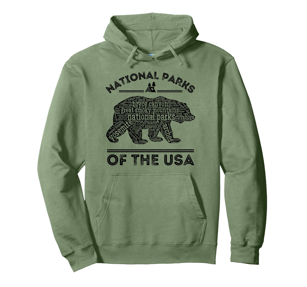 National Parks Bear Hiking Travel Hoodie - Minimalist Print for Adults - T-Shirt, Sweatshirt, Hoodie