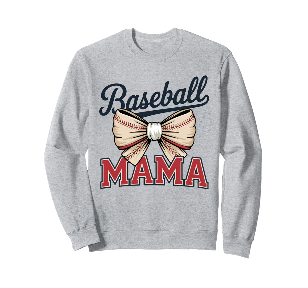 Coquette Bow American Baseball Mom Mama Sweatshirt - Graphic Print Unisex - T-Shirt, Sweatshirt, Hoodie