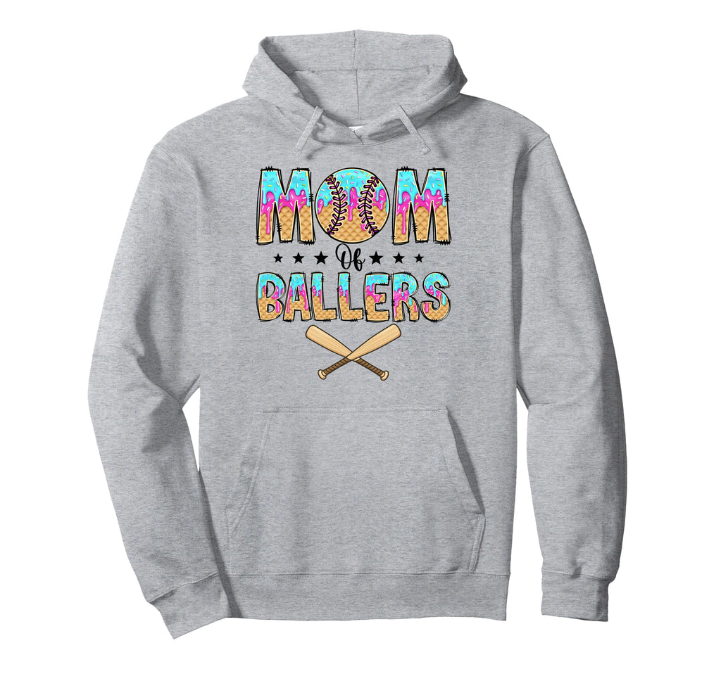 Raising Baller Mom Both Baseball Softball Hoodie - Unique Graphic Unisex - T-Shirt, Sweatshirt, Hoodie