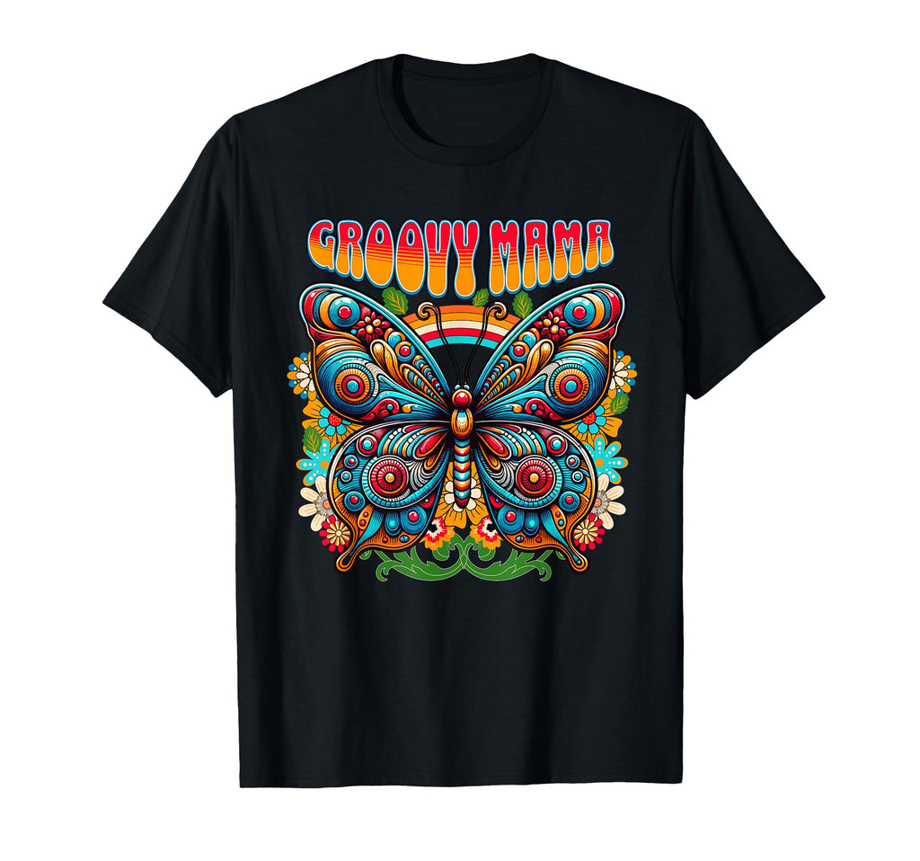 Groovy Mama Colorful Butterfly Boho T-Shirt - Aesthetic Graphic for Adults - T-Shirt, Sweatshirt, Hoodie