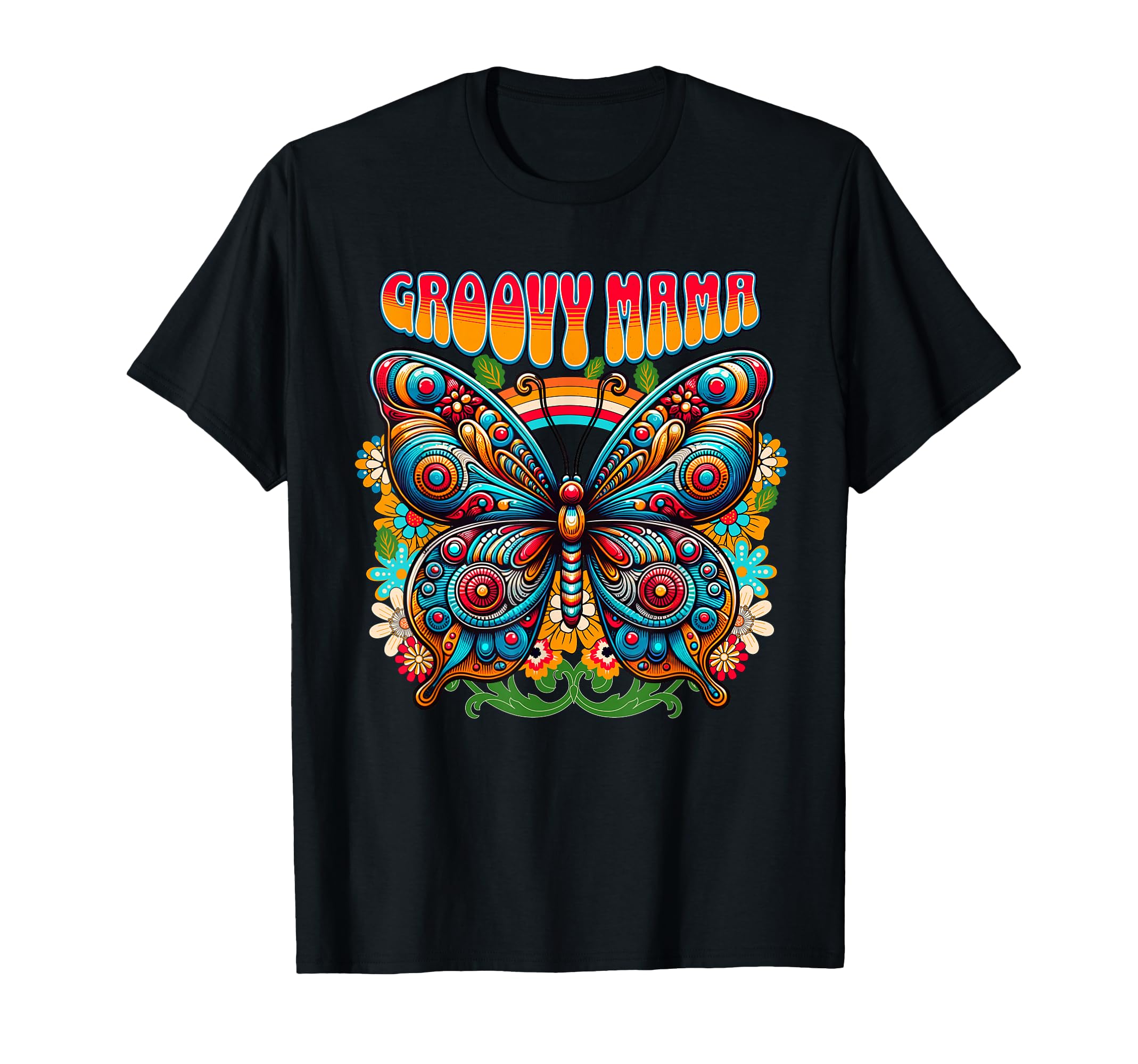 Groovy Mama Colorful Butterfly Boho T-Shirt - Aesthetic Graphic for Adults - T-Shirt, Sweatshirt, Hoodie