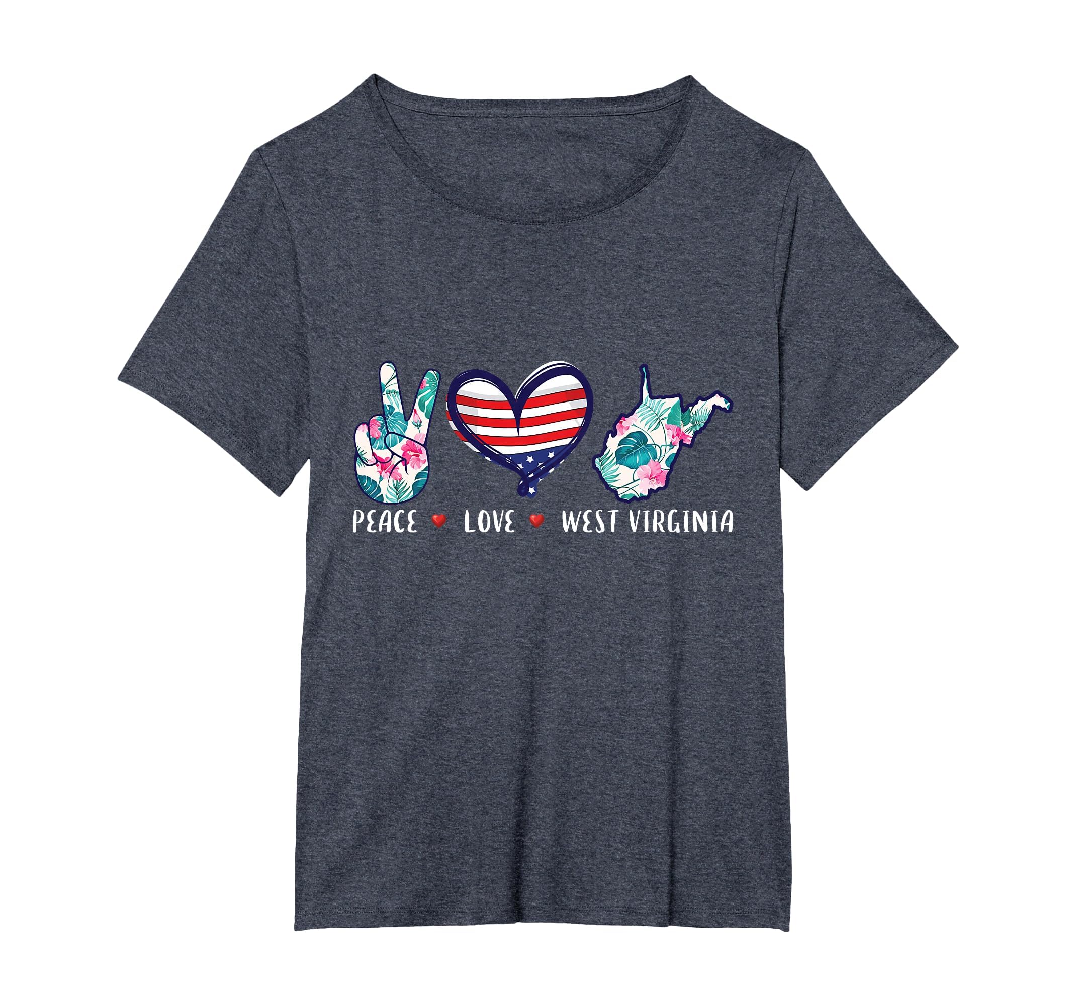 Peace Love West Virginia Flag Grown T-Shirt - Custom Art Print for Adults - T-Shirt, Sweatshirt, Hoodie
