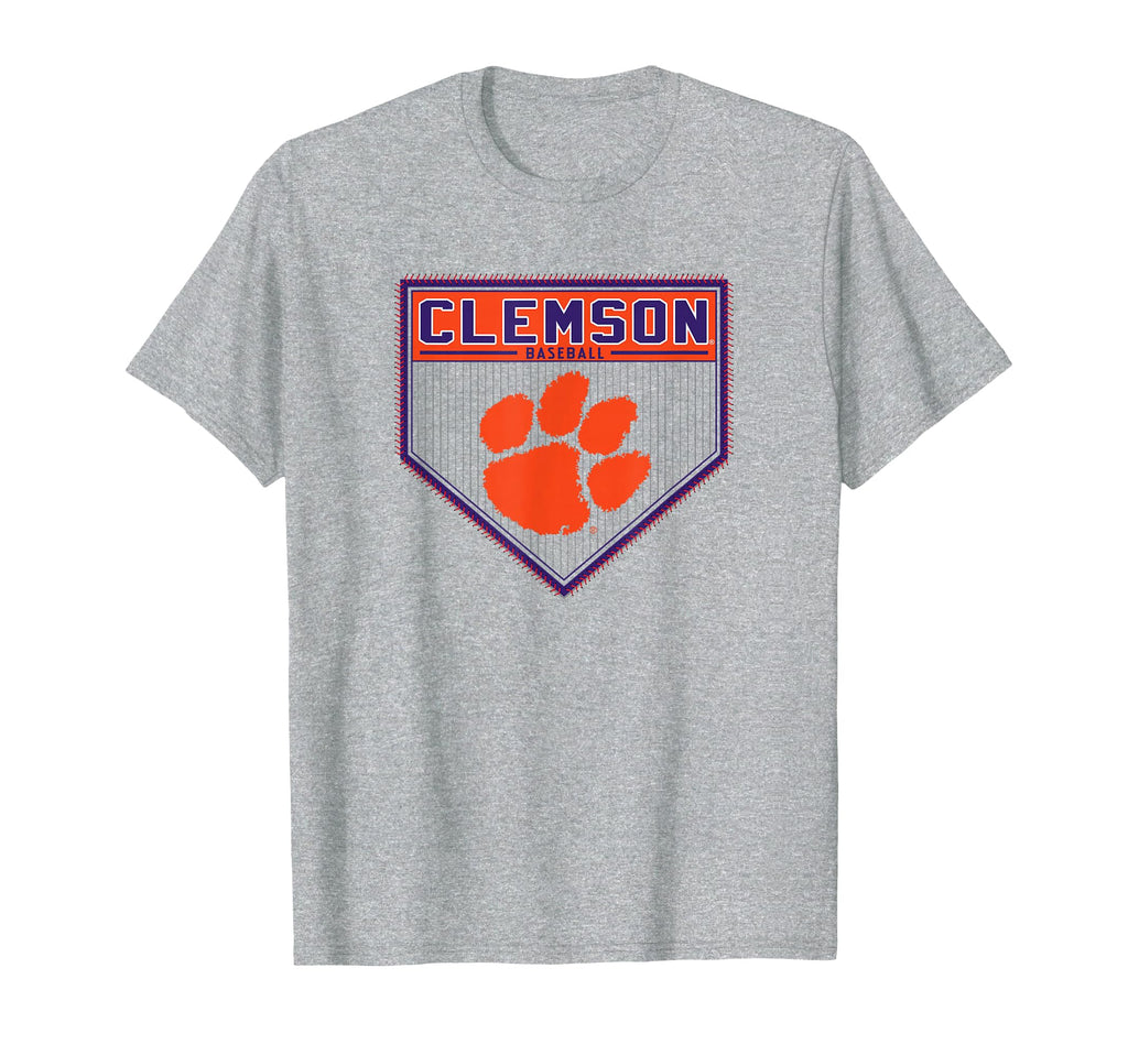 Clemson Tigers Baseball Homeplate Gray T-Shirt - Unique Graphic Unisex - T-Shirt, Sweatshirt, Hoodie