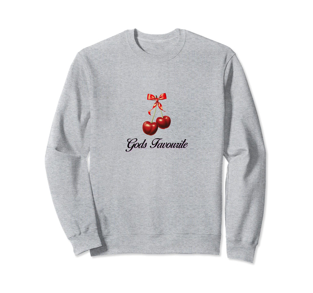 Gods Favourite Coquette Cherry Bow Sweatshirt - Minimalist Print Men Women - T-Shirt, Sweatshirt, Hoodie