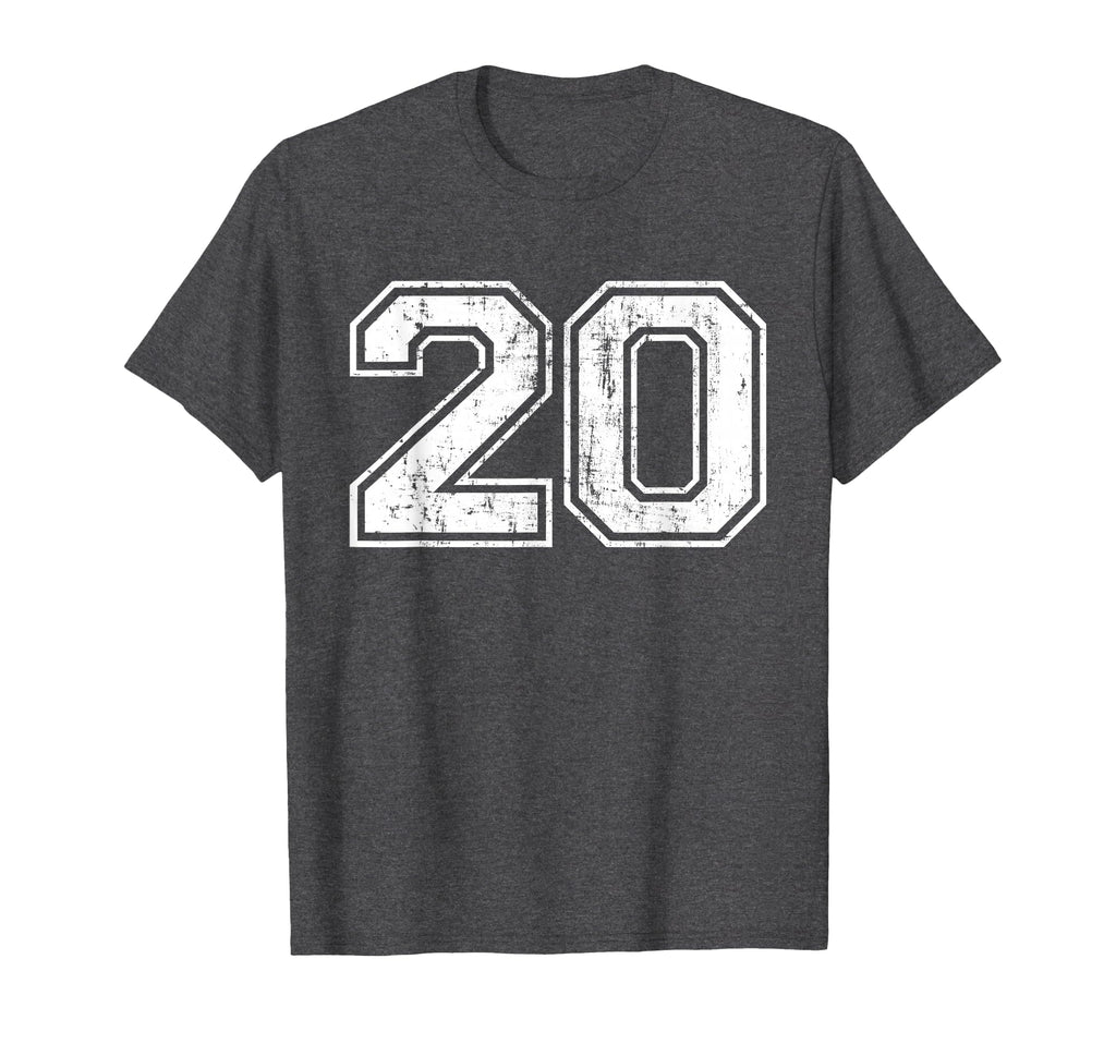 Number 20 Varsity Distressed Sports Team T-Shirt - Unique Graphic Unisex - T-Shirt, Sweatshirt, Hoodie