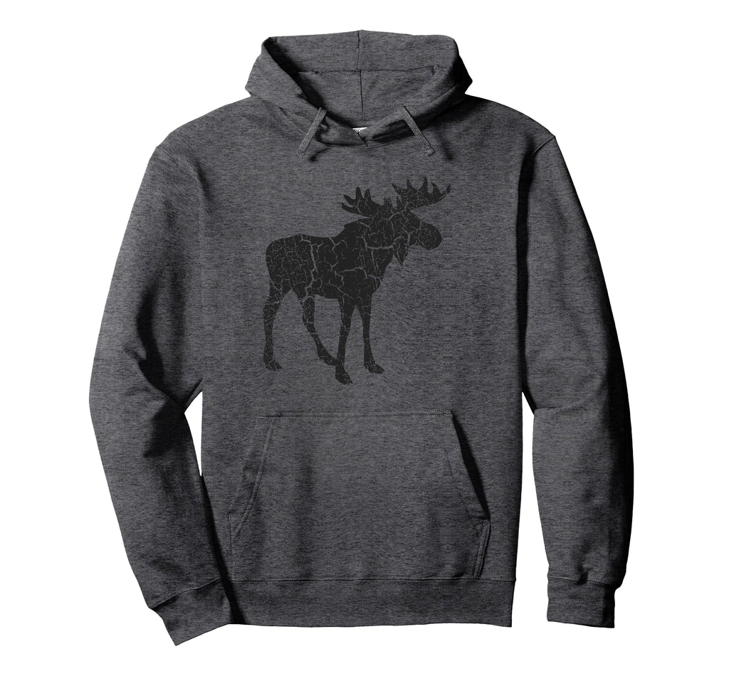 Moose Distressed Moose Hoodie - Aesthetic Graphic Men Women - T-Shirt, Sweatshirt, Hoodie
