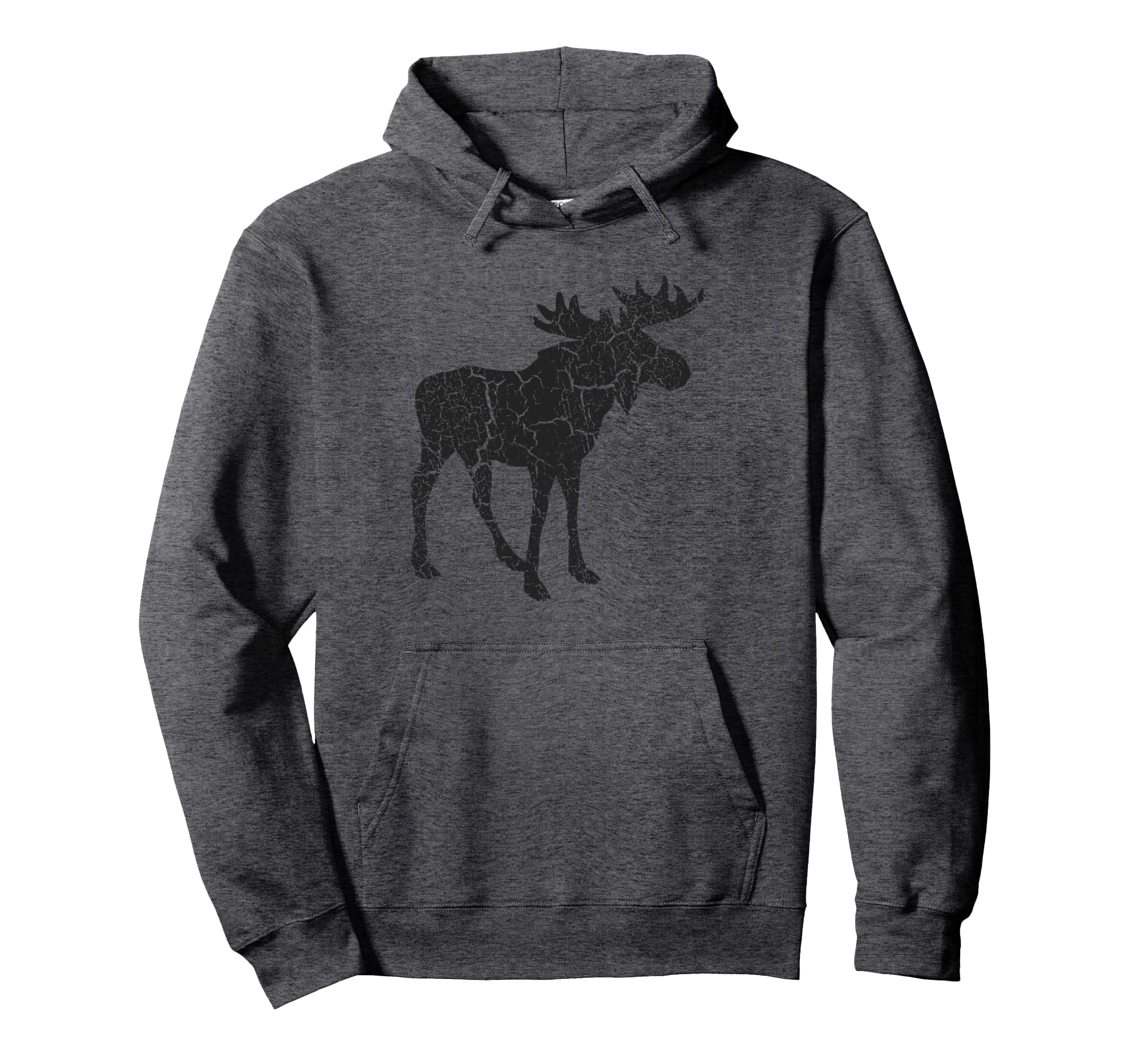 Moose Distressed Moose Hoodie - Aesthetic Graphic Men Women - T-Shirt, Sweatshirt, Hoodie