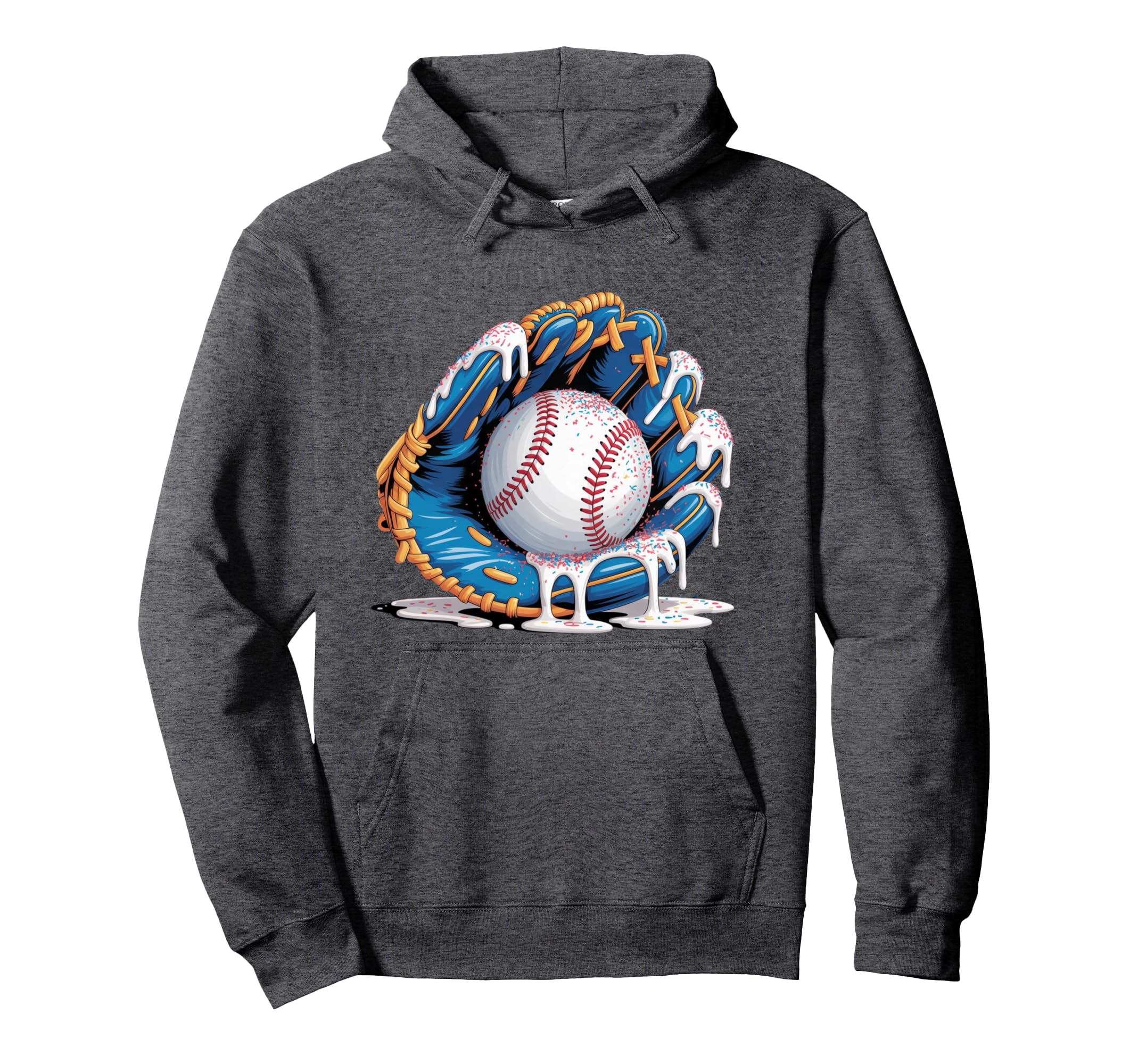 Baseball Drip Ice Cream Sprinkles Hoodie - Novelty Apparel Men Women - T-Shirt, Sweatshirt, Hoodie