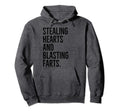 Stealing Hearts And Blasting Farts Hoodie - Minimalist Print for Adults - T-Shirt, Sweatshirt, Hoodie