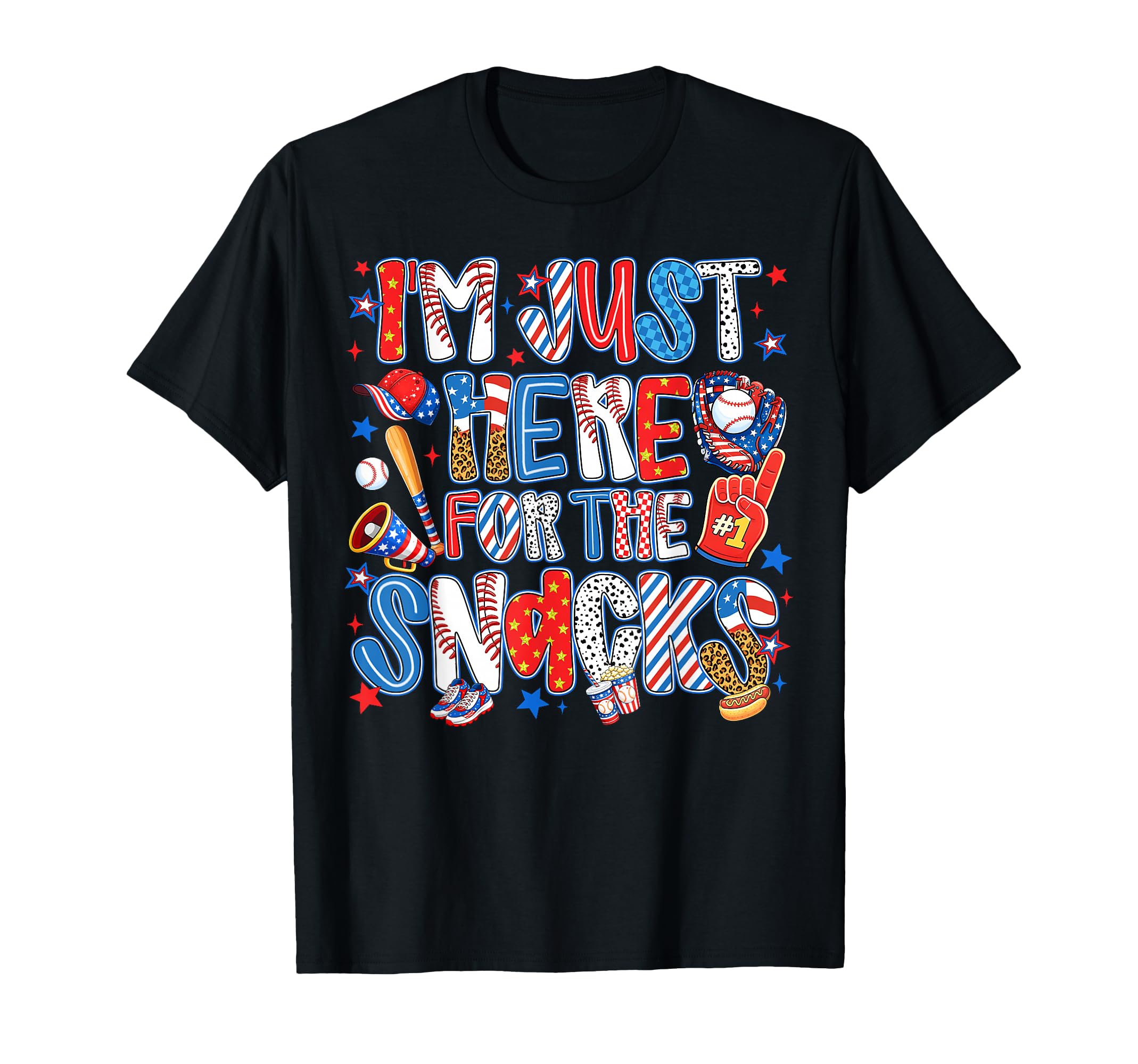 Im Just Here Snacks Baseball Hot Dog T-Shirt - Unique Graphic Men Women - T-Shirt, Sweatshirt, Hoodie