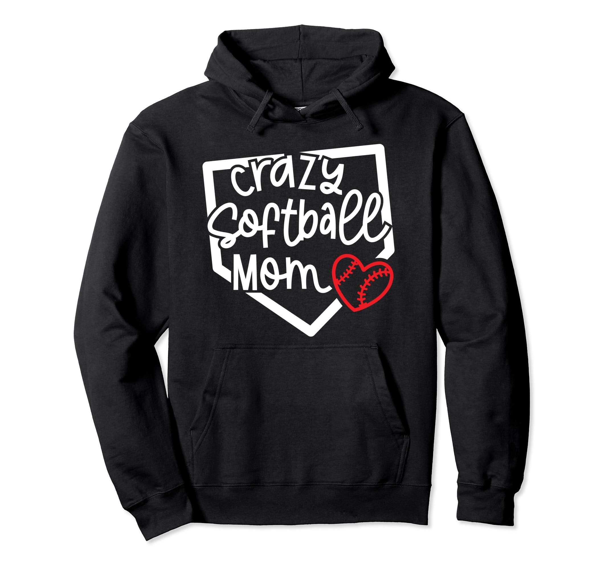 Crazy Softball Mom Softball Baseball Hoodie - Trendy Graphic for Adults - T-Shirt, Sweatshirt, Hoodie