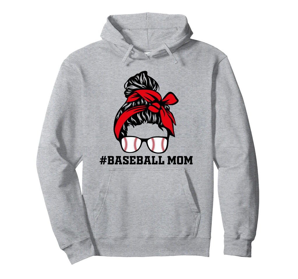 Baseball Mom Life Messy Bun Baseball Hoodie - Minimalist Print Men Women - T-Shirt, Sweatshirt, Hoodie