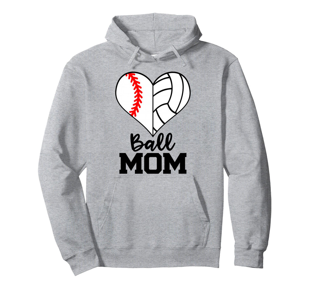 Ball Mom Funny Baseball Volleyball Hoodie - Minimalist Print Men Women - T-Shirt, Sweatshirt, Hoodie