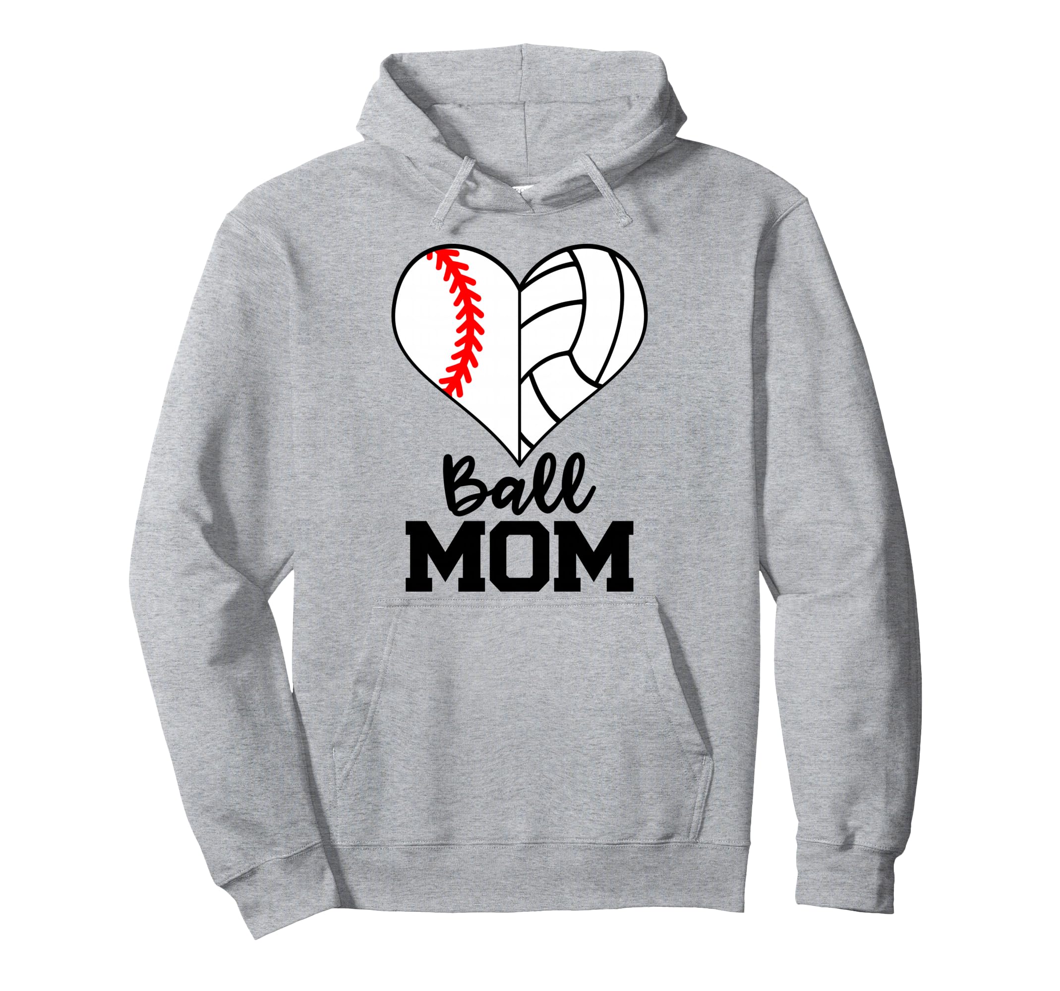 Ball Mom Funny Baseball Volleyball Hoodie - Minimalist Print Men Women - T-Shirt, Sweatshirt, Hoodie