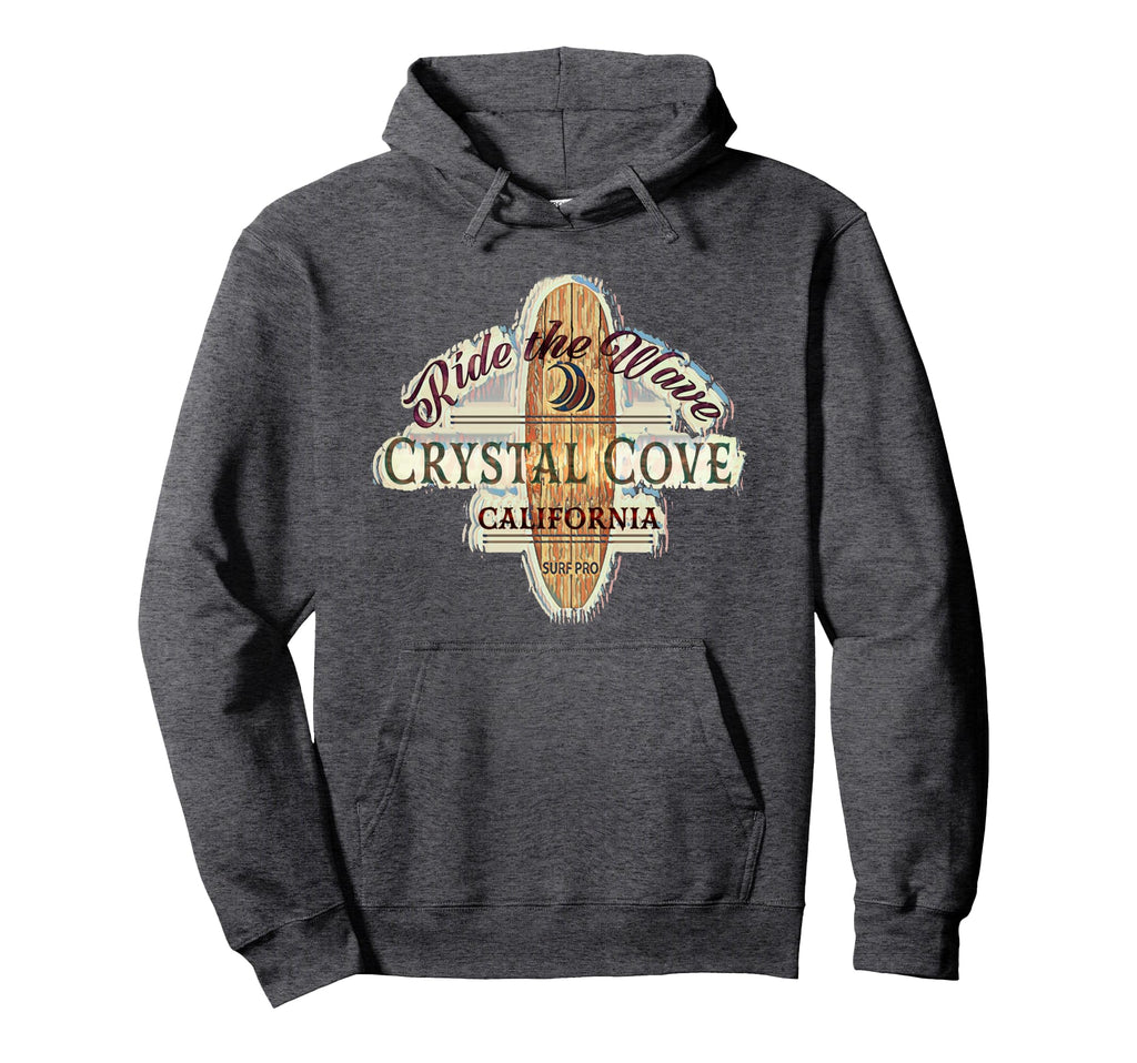 Crystal Cove Surfing Distressed Surfboard Hoodie - Unique Graphic Unisex - T-Shirt, Sweatshirt, Hoodie