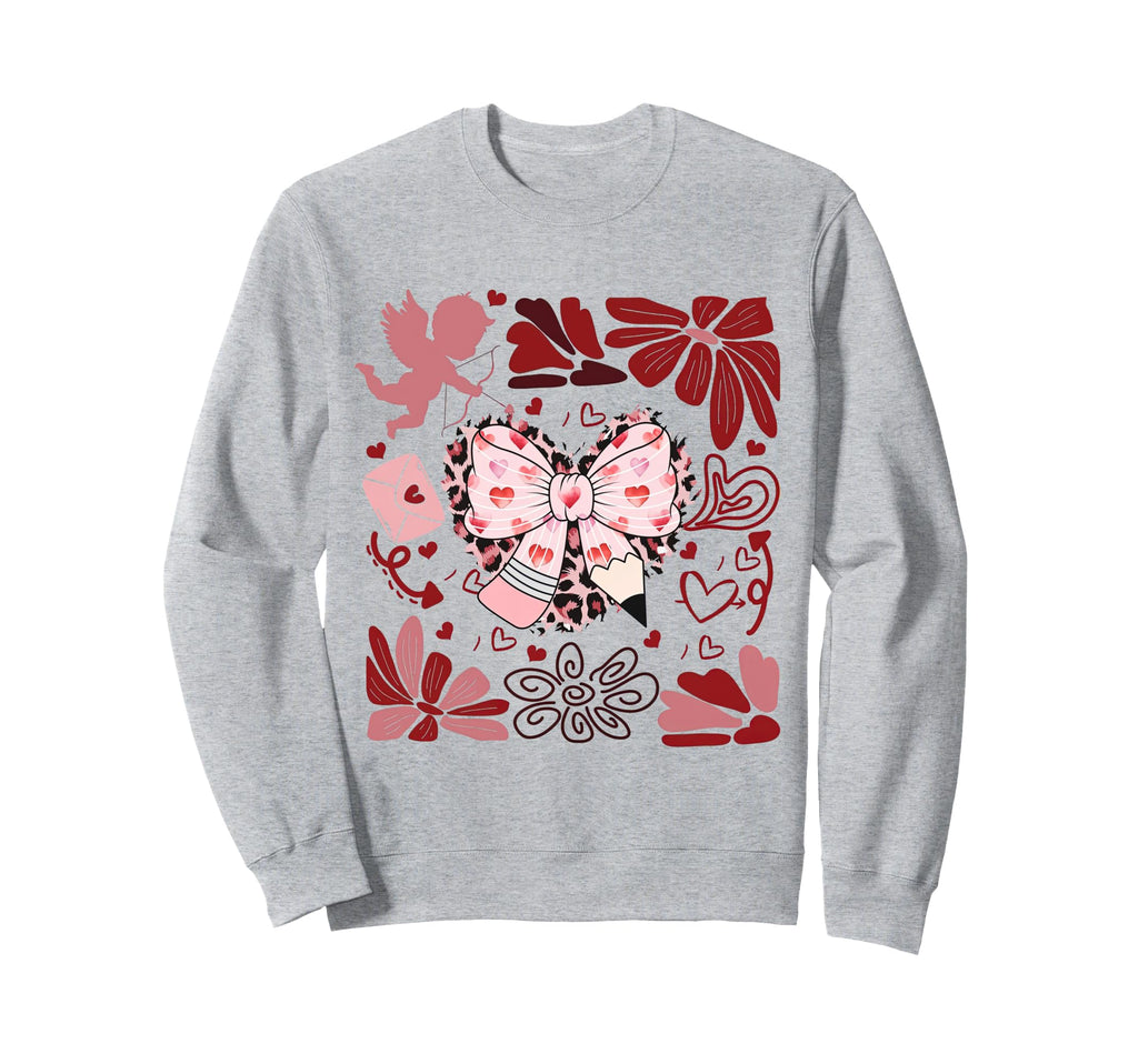 Boho Valentine Pencil Bow Teaching Sweatshirt - Novelty Apparel for Adults - T-Shirt, Sweatshirt, Hoodie