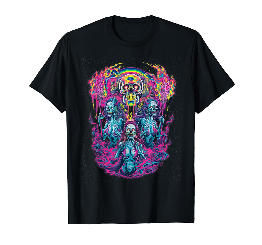 Vibrant Psychedelic Skull Trippy T-Shirt - Trendy Graphic Men Women - T-Shirt, Sweatshirt, Hoodie