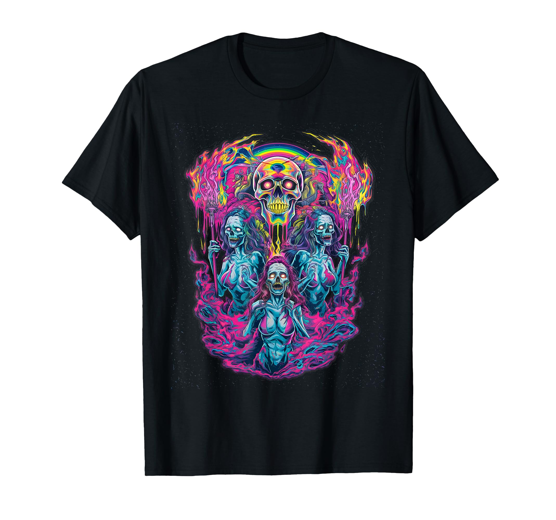 Vibrant Psychedelic Skull Trippy T-Shirt - Trendy Graphic Men Women - T-Shirt, Sweatshirt, Hoodie