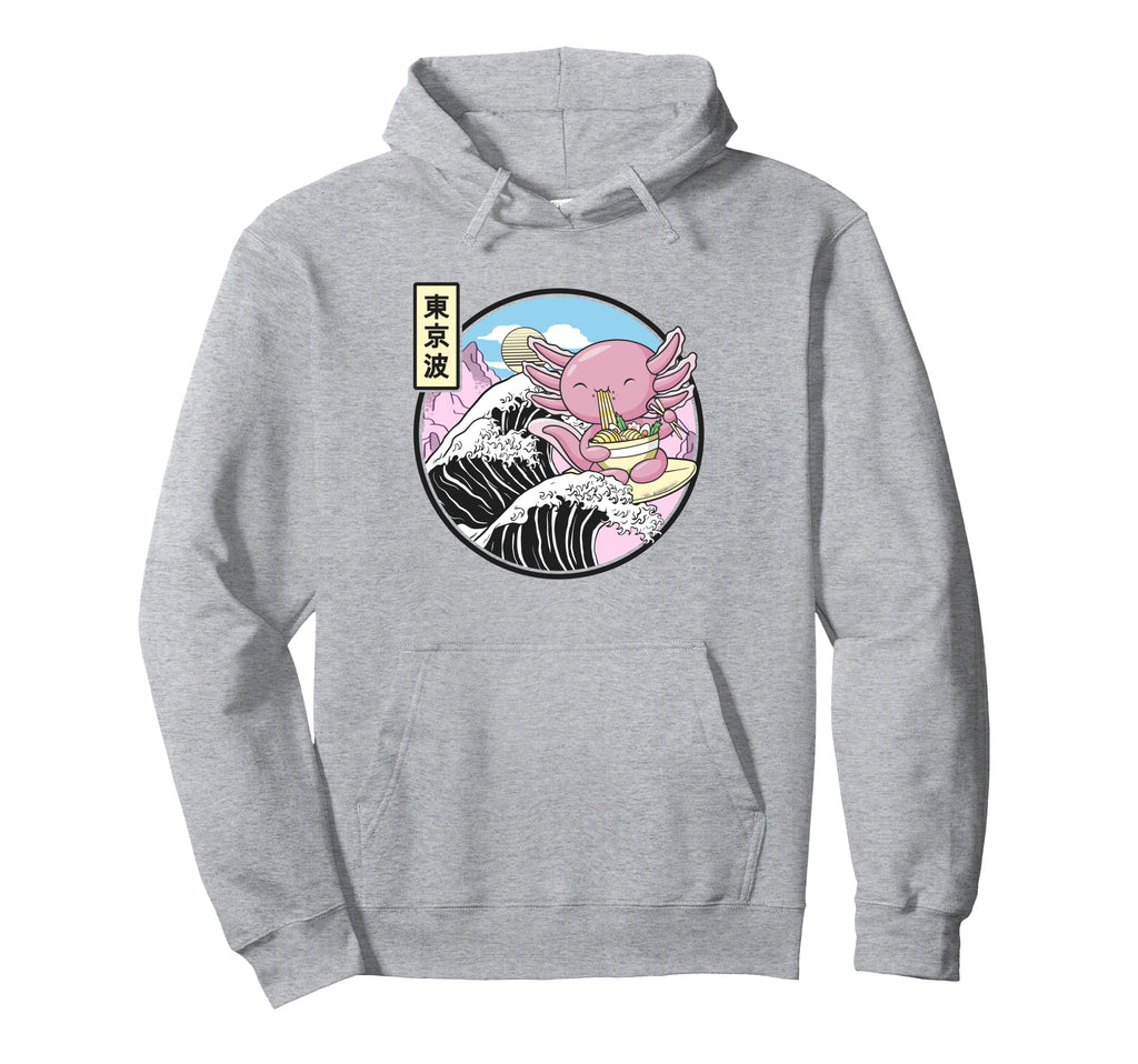 Axolotl Eating Ramen Kanagawa Wave Anime Hoodie - Custom Art Print Unisex - T-Shirt, Sweatshirt, Hoodie