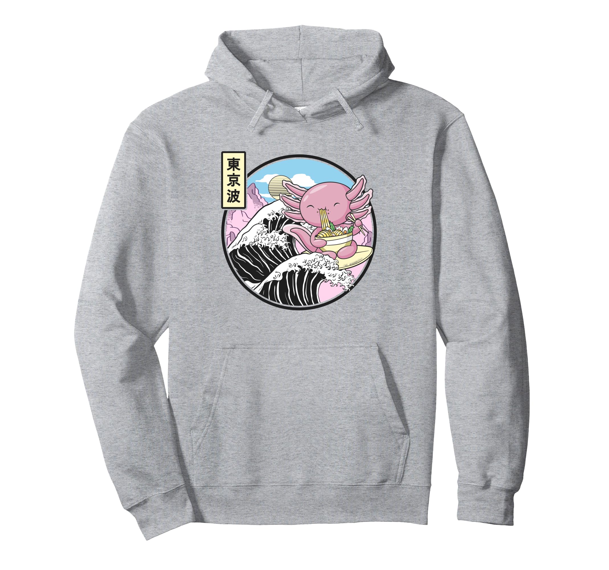 Axolotl Eating Ramen Kanagawa Wave Anime Hoodie - Custom Art Print Unisex - T-Shirt, Sweatshirt, Hoodie