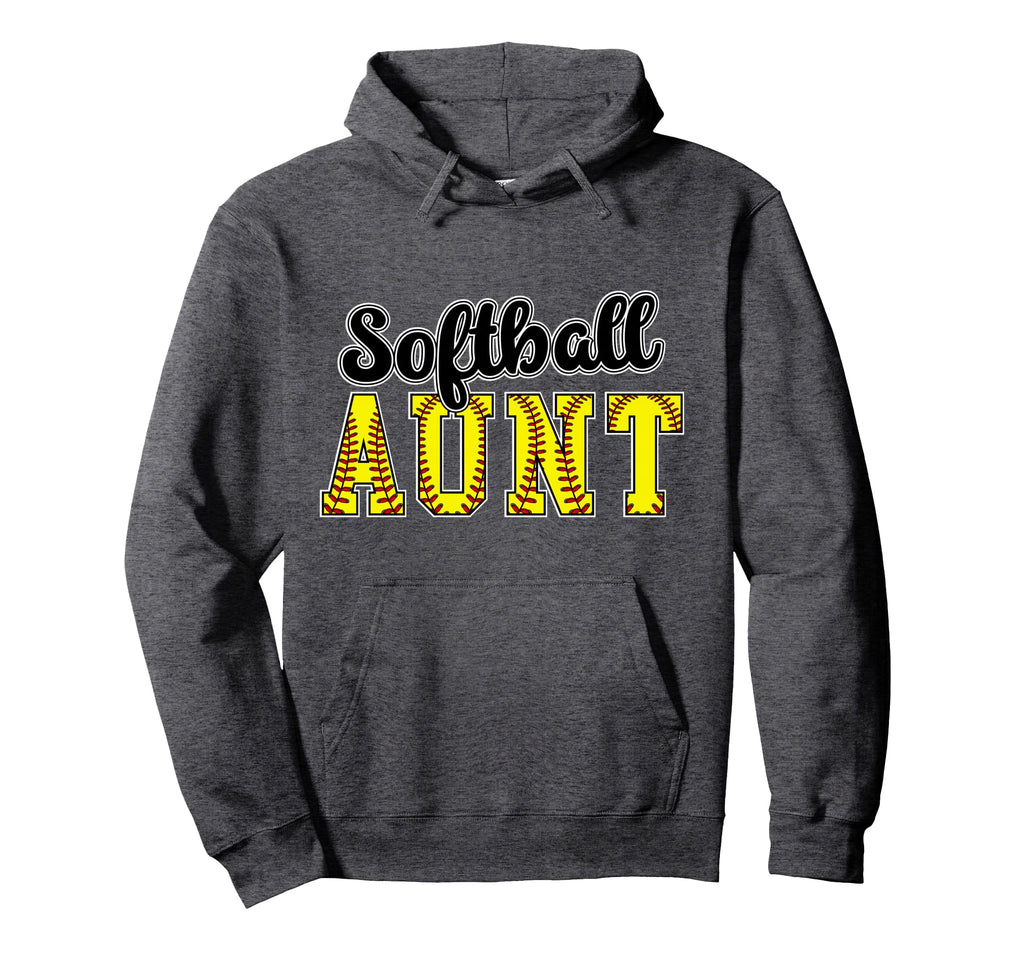 Softball Aunt Softball Player Auntie Hoodie - Graphic Print Unisex - T-Shirt, Sweatshirt, Hoodie