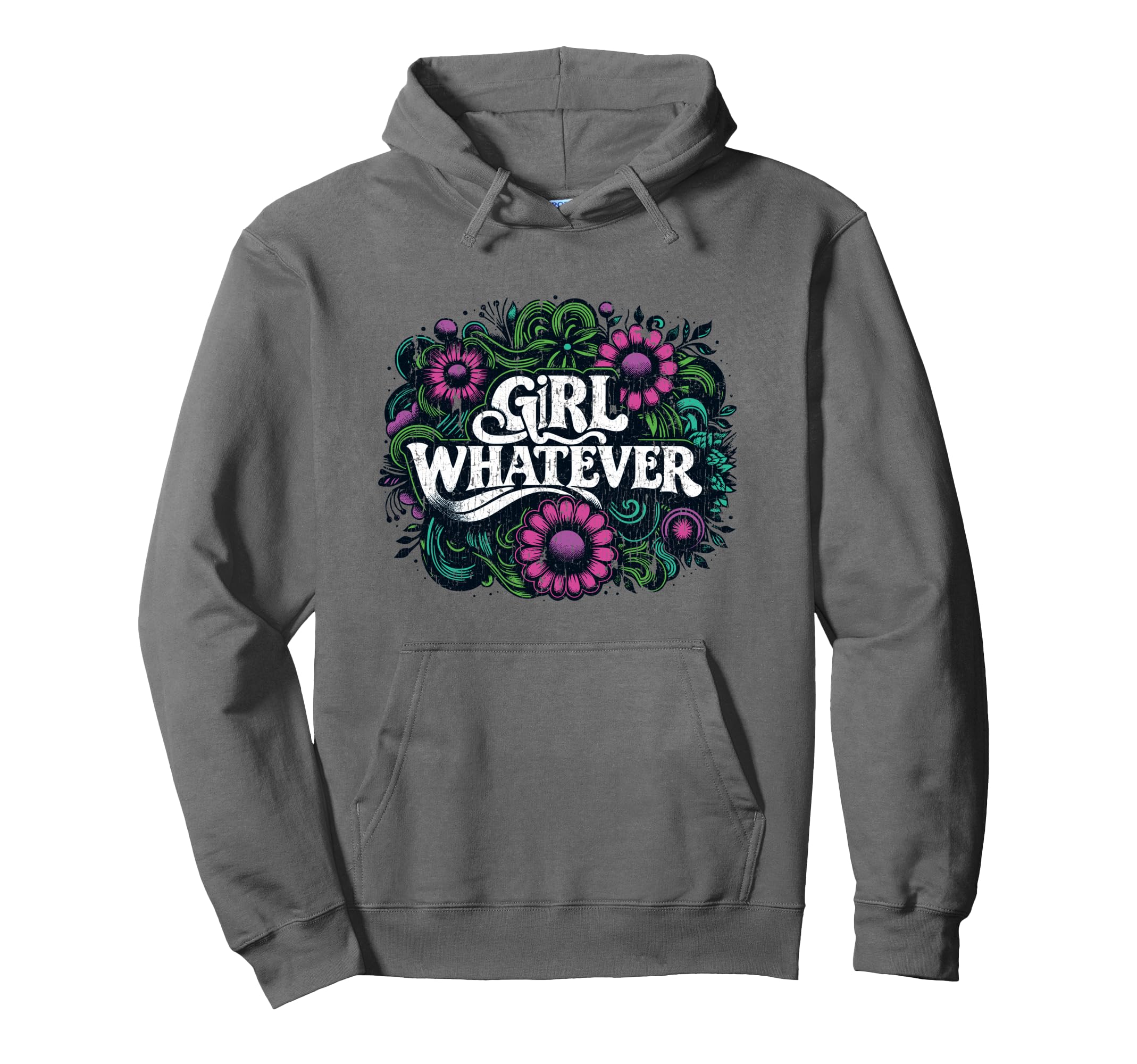 Whatever Hippie 60S 70S Daisy Floral Hoodie - Unique Graphic for Adults - T-Shirt, Sweatshirt, Hoodie