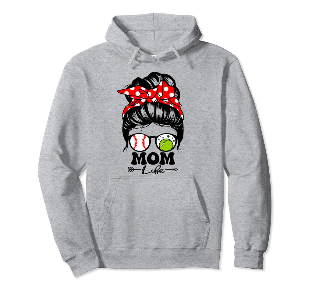 Mom Life Messy Bun Hair Funny Hoodie - Minimalist Print for Adults - T-Shirt, Sweatshirt, Hoodie