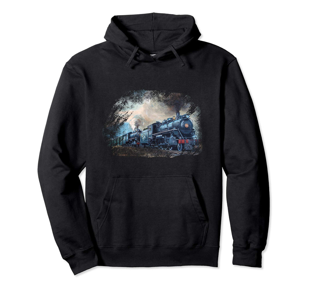 Train Lovers Fun Distressed Train Hoodie - Graphic Print for Adults - T-Shirt, Sweatshirt, Hoodie