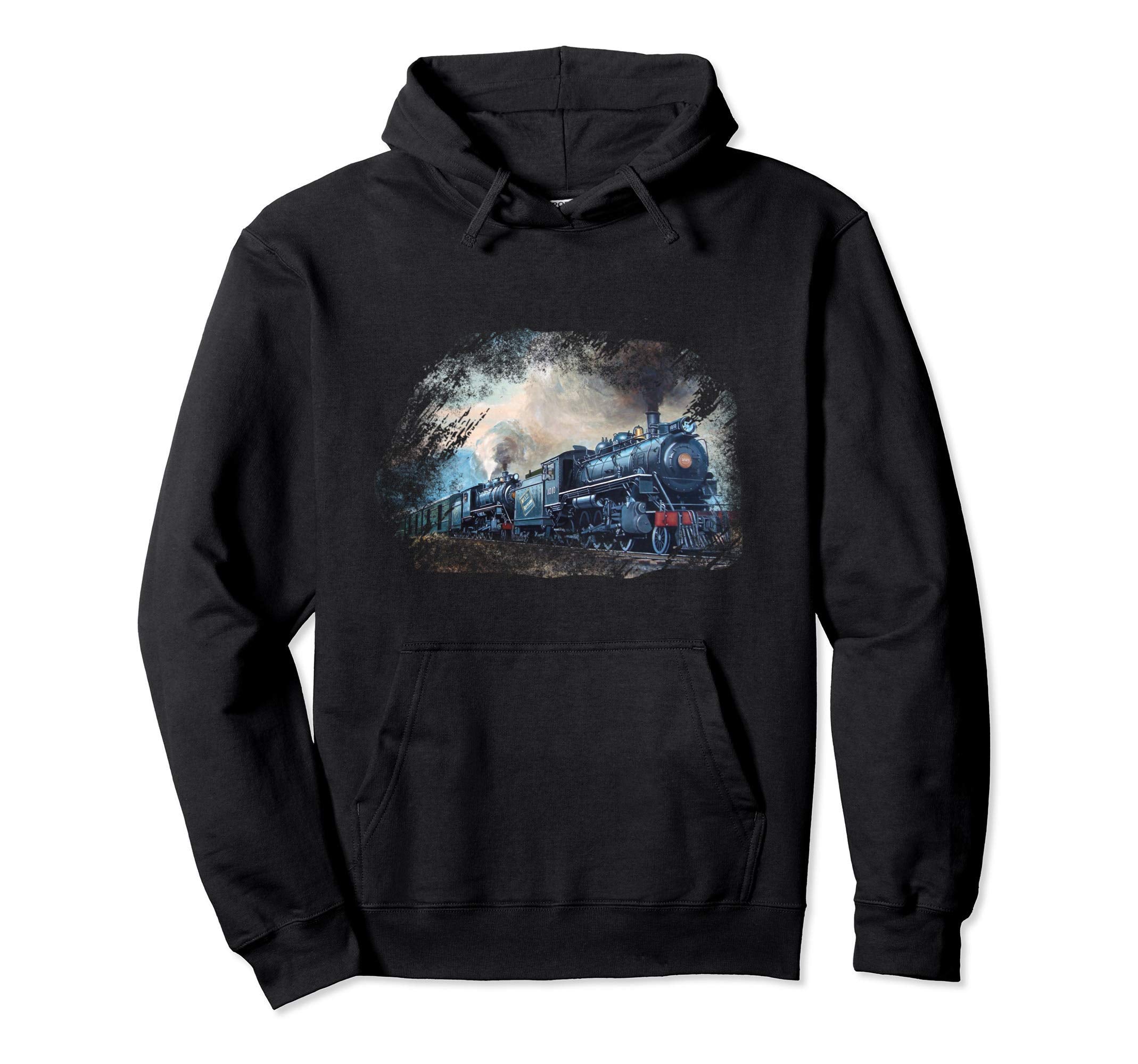 Train Lovers Fun Distressed Train Hoodie - Graphic Print for Adults - T-Shirt, Sweatshirt, Hoodie