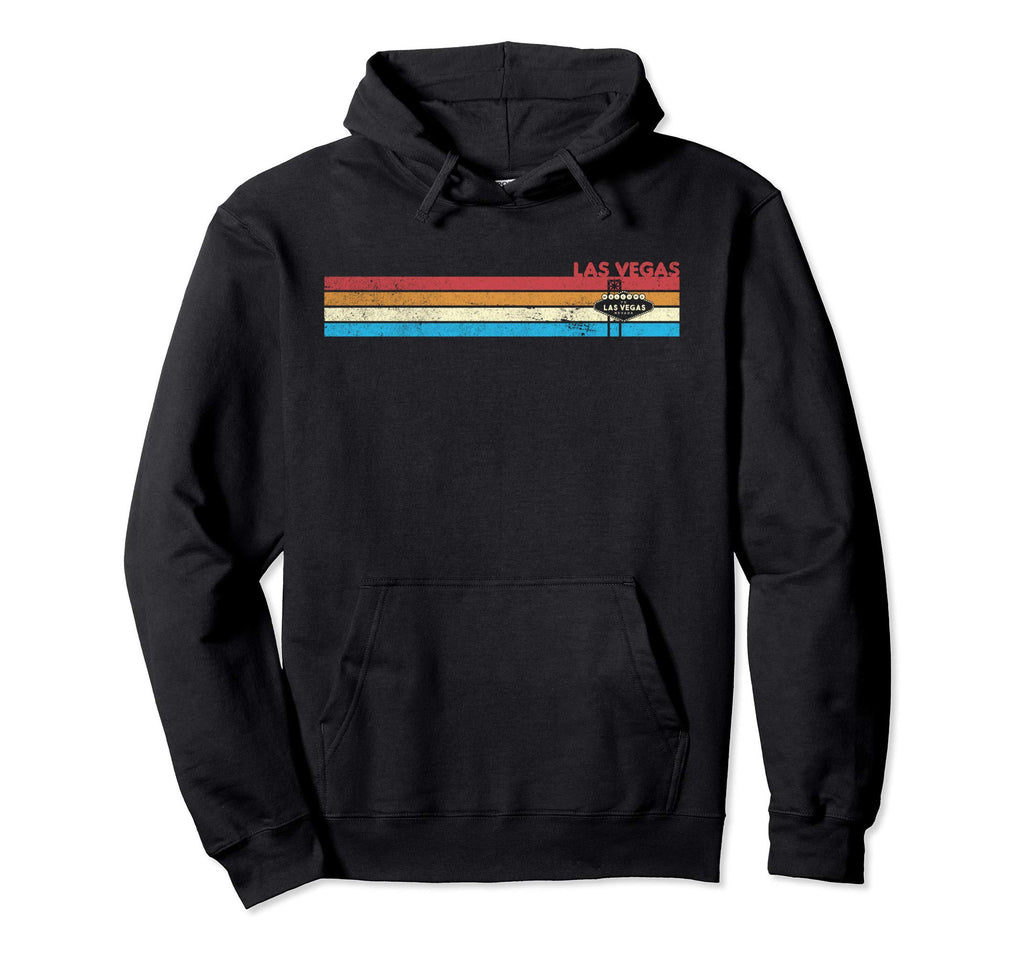 70S Rainbow Stripe Las Vegas Sign Hoodie - Minimalist Print Unisex - T-Shirt, Sweatshirt, Hoodie