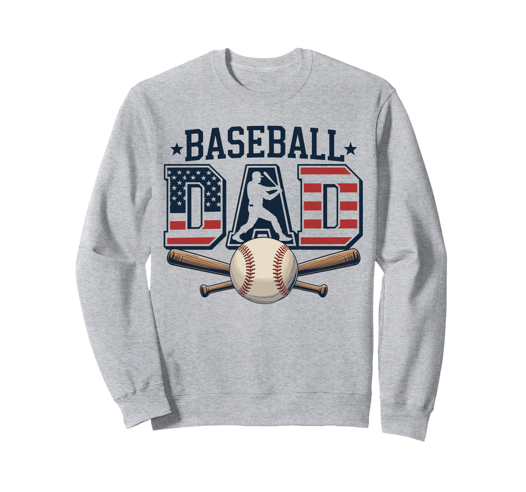 Patriotic Baseball Dad Usa Flag Sweatshirt - Unique Graphic for Adults - T-Shirt, Sweatshirt, Hoodie