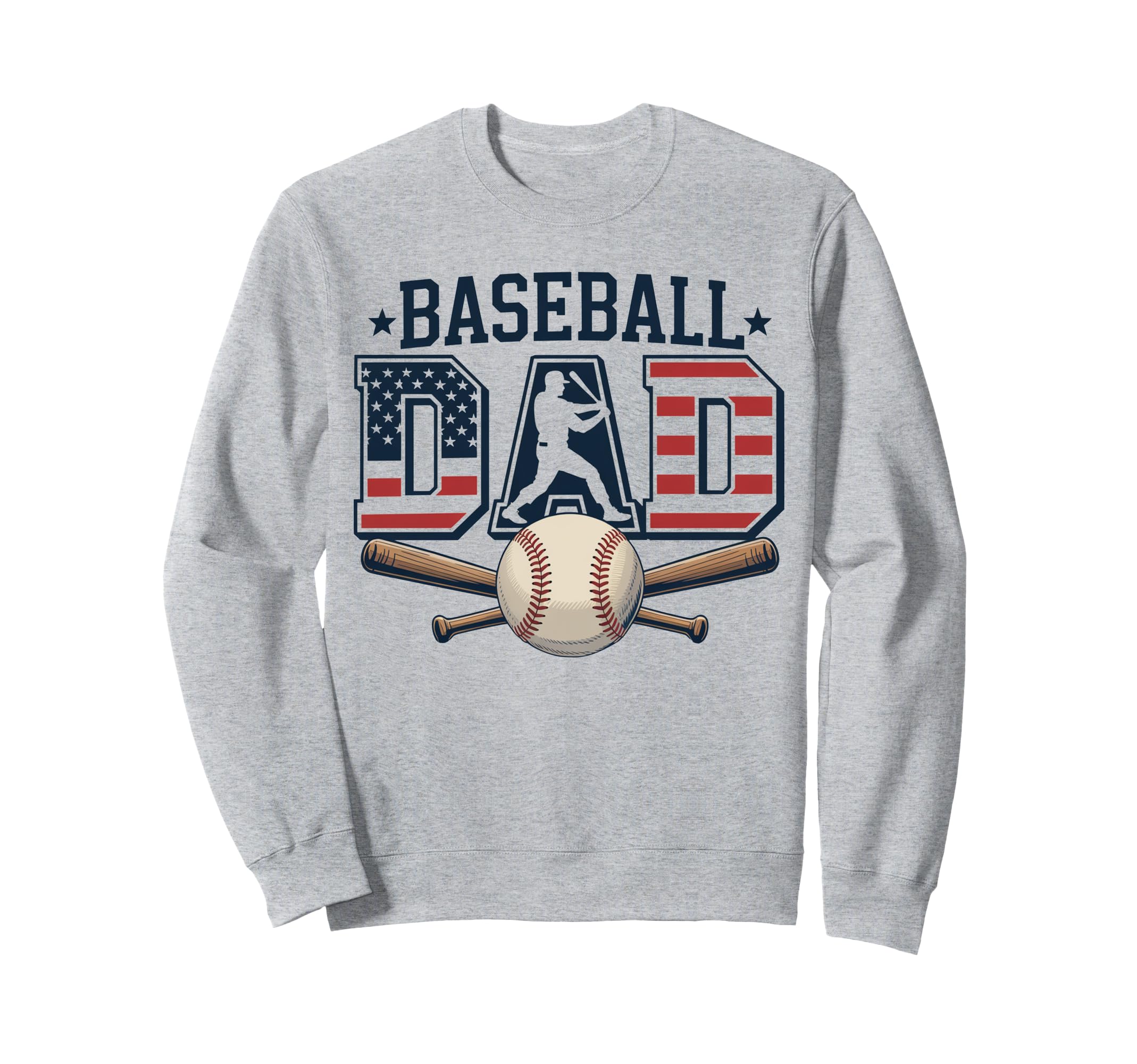 Patriotic Baseball Dad Usa Flag Sweatshirt - Unique Graphic for Adults - T-Shirt, Sweatshirt, Hoodie
