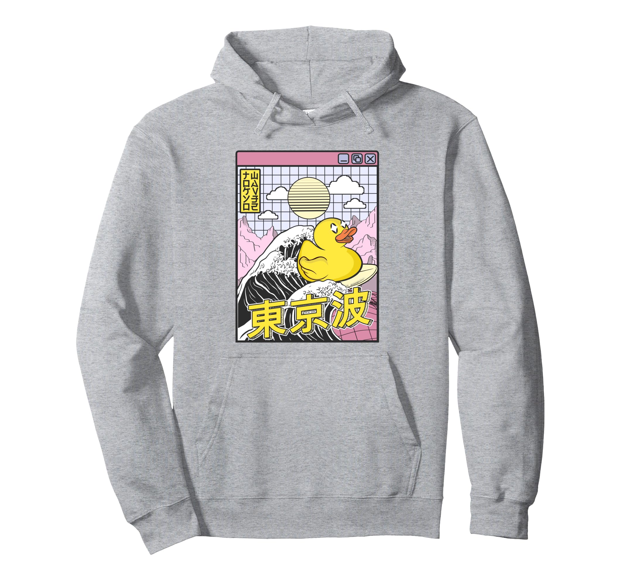 Rubber Duck Surfing Kanagawa Wave Hoodie - Aesthetic Graphic for Adults - T-Shirt, Sweatshirt, Hoodie