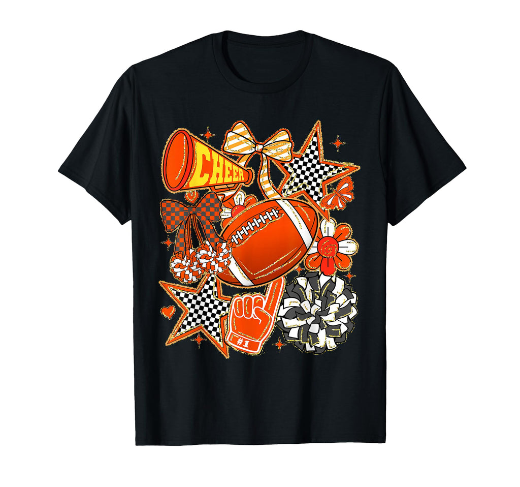 Cheer Mom Orange Cheerleader Game Day T-Shirt - Aesthetic Graphic Unisex - T-Shirt, Sweatshirt, Hoodie