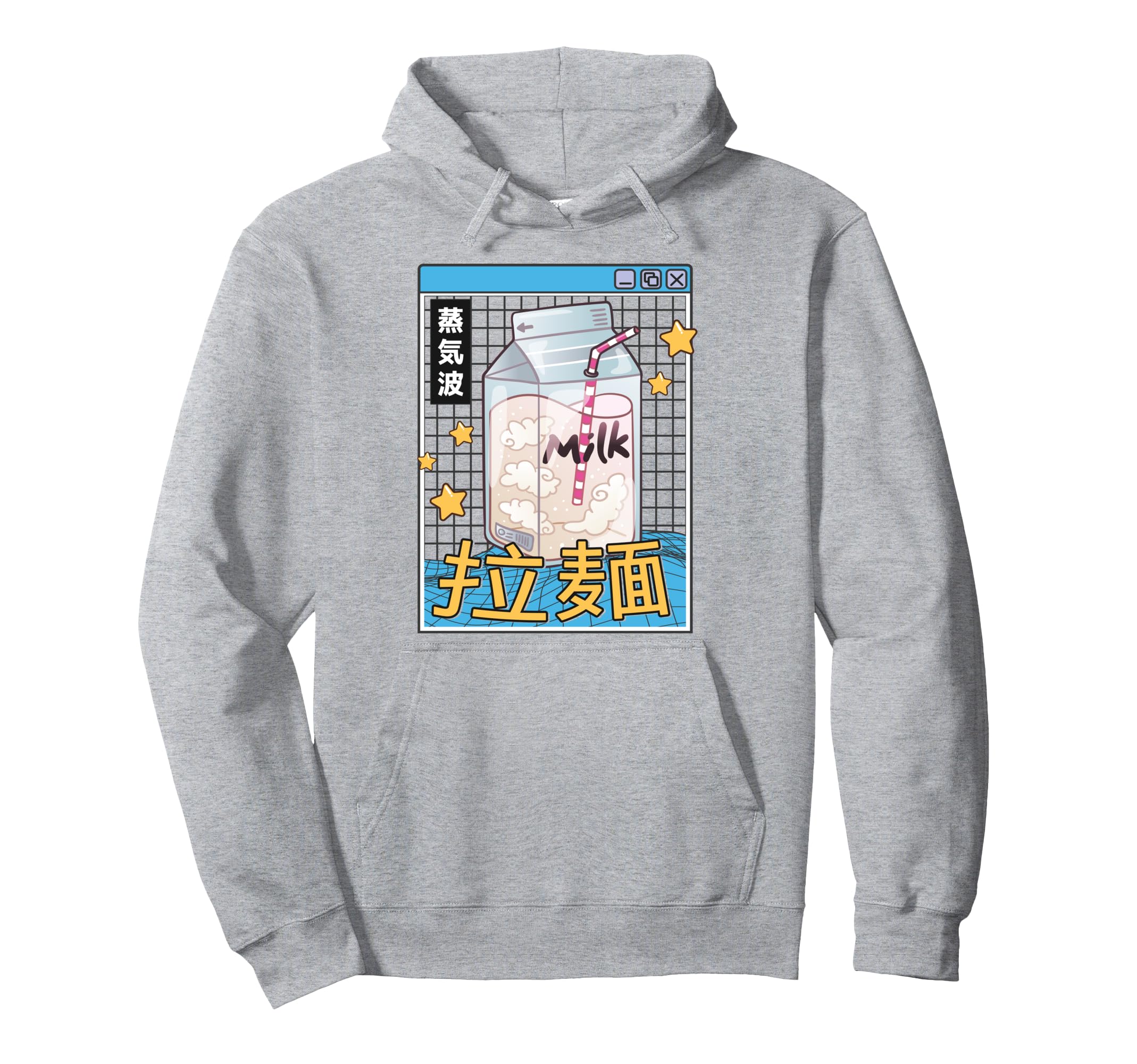 Japan Milk Carton Kawaii Grid Vaporwave Hoodie - Unique Graphic for Adults - T-Shirt, Sweatshirt, Hoodie
