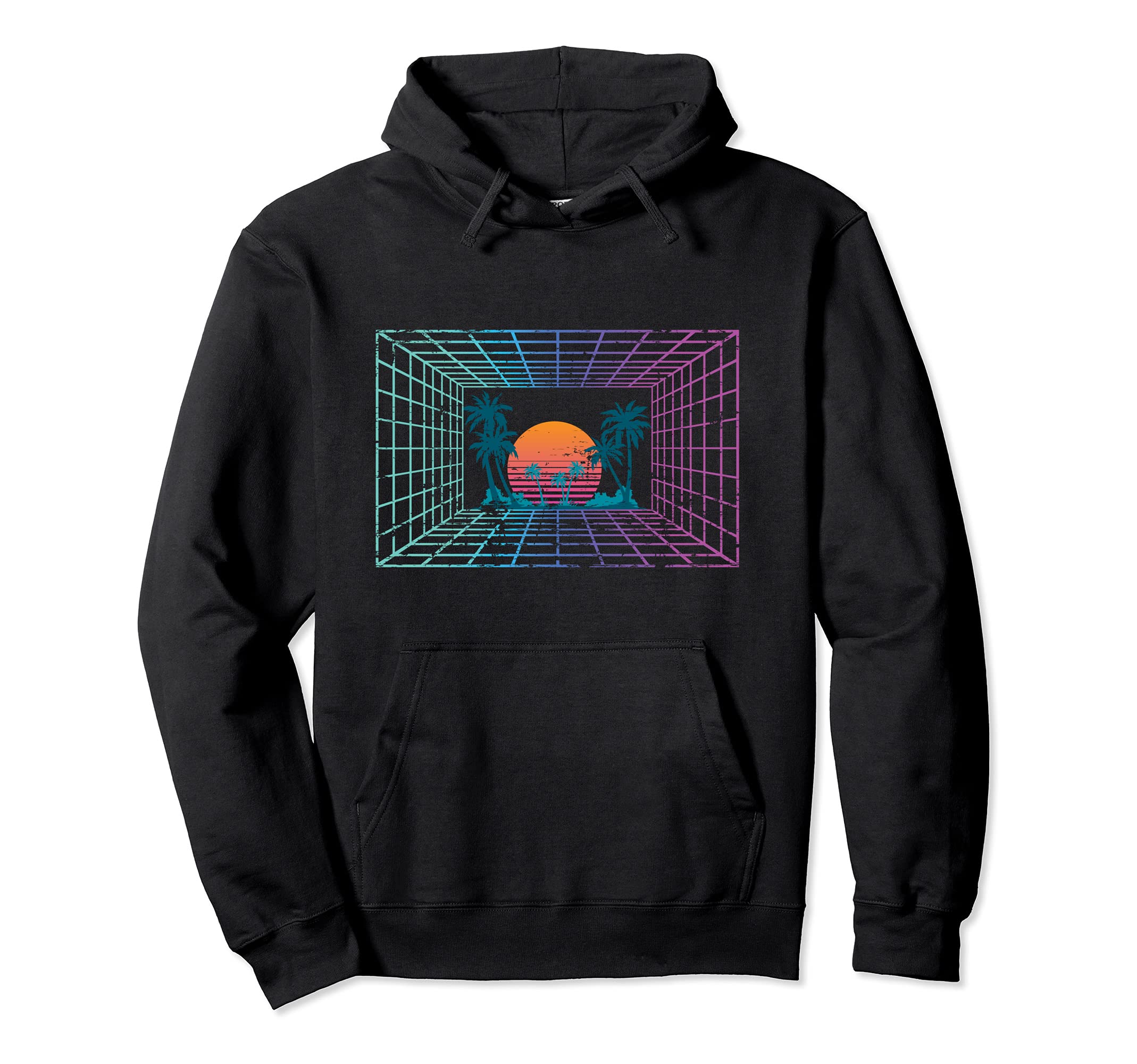80S Art Vaporwave Aesthetic Palm Hoodie - Aesthetic Graphic for Adults - T-Shirt, Sweatshirt, Hoodie
