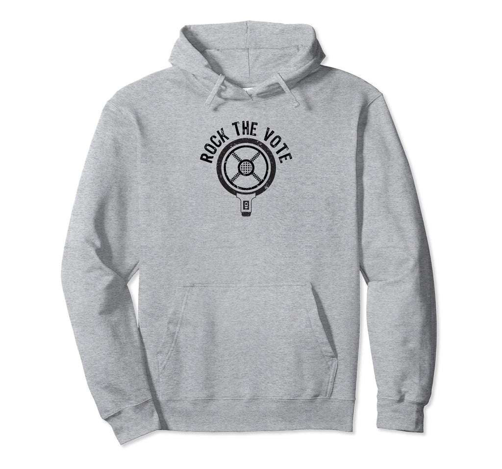 Rock Vote Microphone Distressed Black Hoodie - Graphic Print Unisex - T-Shirt, Sweatshirt, Hoodie