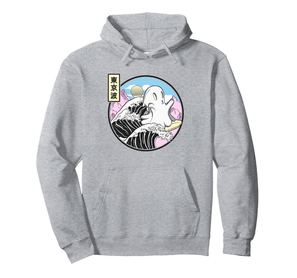 Happy Surfing Ghost Kanagawa Wave Hoodie - Streetwear Style Men Women - T-Shirt, Sweatshirt, Hoodie