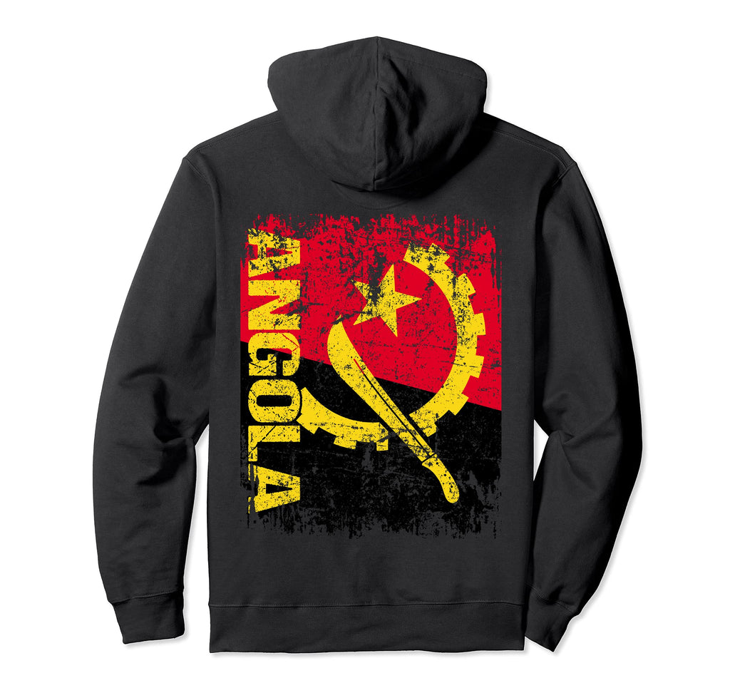 Angola Flag Distressed Angola Hoodie - Streetwear Style Unisex - T-Shirt, Sweatshirt, Hoodie
