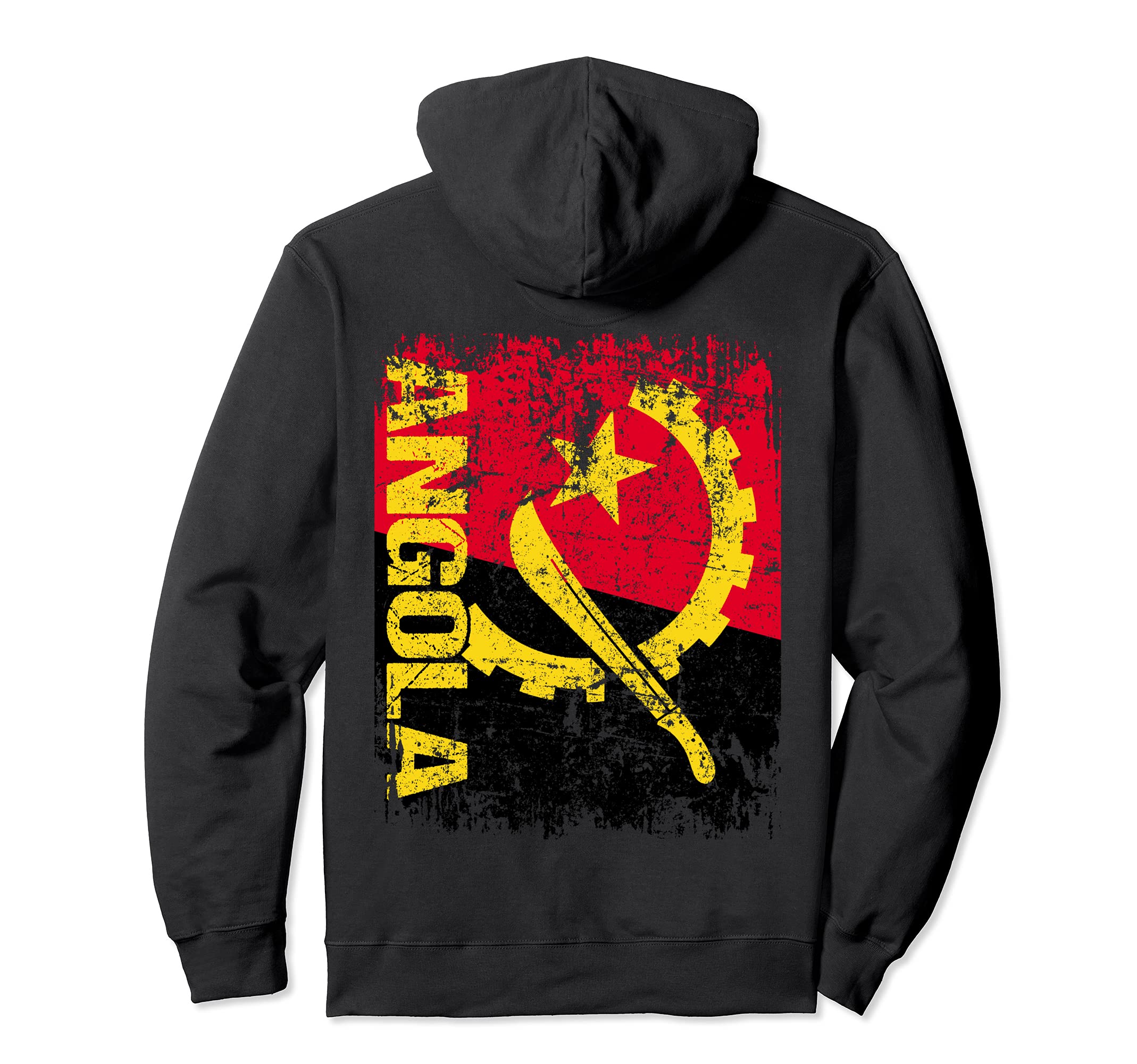 Angola Flag Distressed Angola Hoodie - Streetwear Style Unisex - T-Shirt, Sweatshirt, Hoodie
