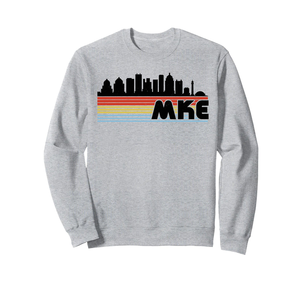 Mke Milwaukee Rainbow Striped Sweatshirt - Casual Everyday Wear Men Women - T-Shirt, Sweatshirt, Hoodie