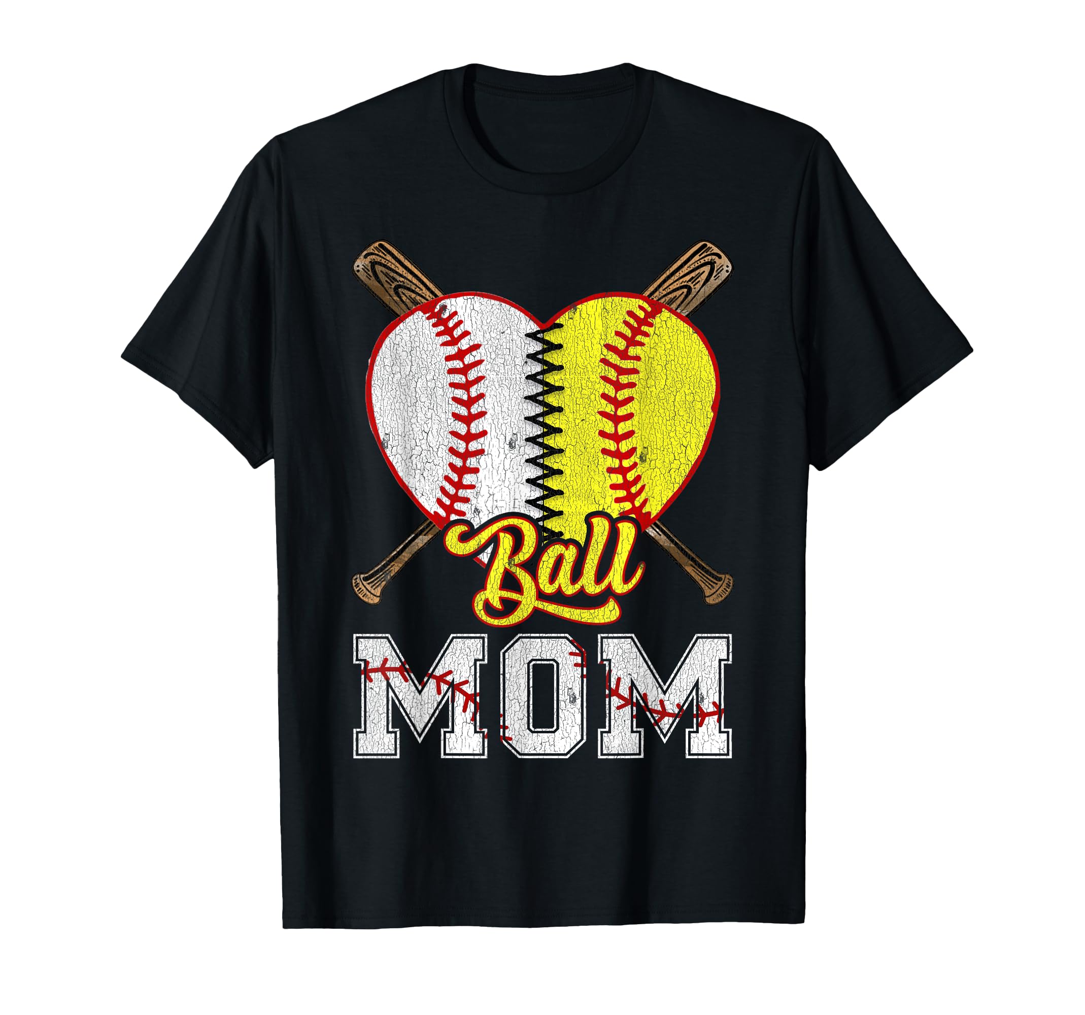 Mom Both Ball Mom Baseball Softball T-Shirt - Unique Graphic for Adults - T-Shirt, Sweatshirt, Hoodie