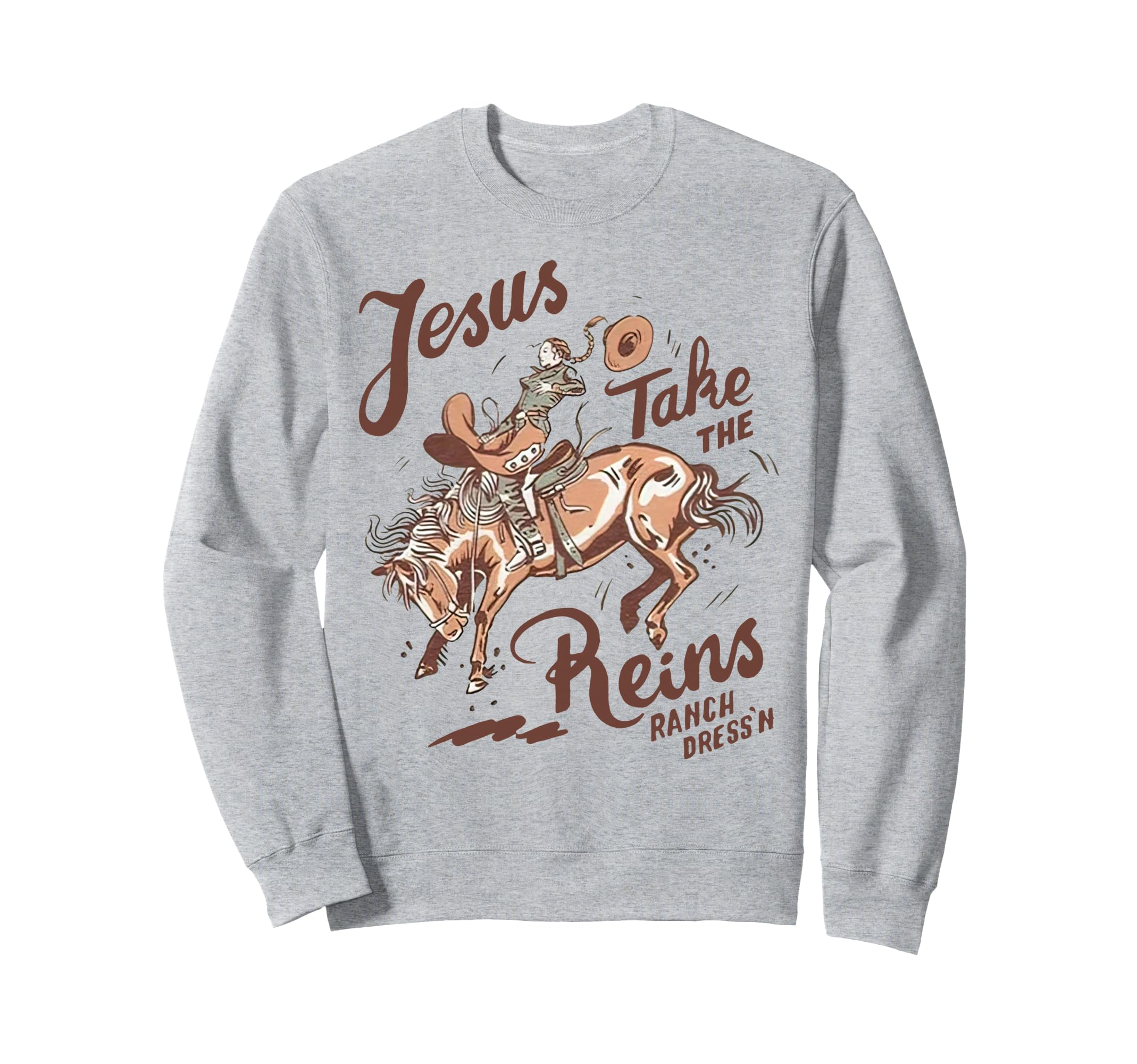 Jesus Take Reins Cowboy Sweatshirt - Custom Art Print Unisex - T-Shirt, Sweatshirt, Hoodie