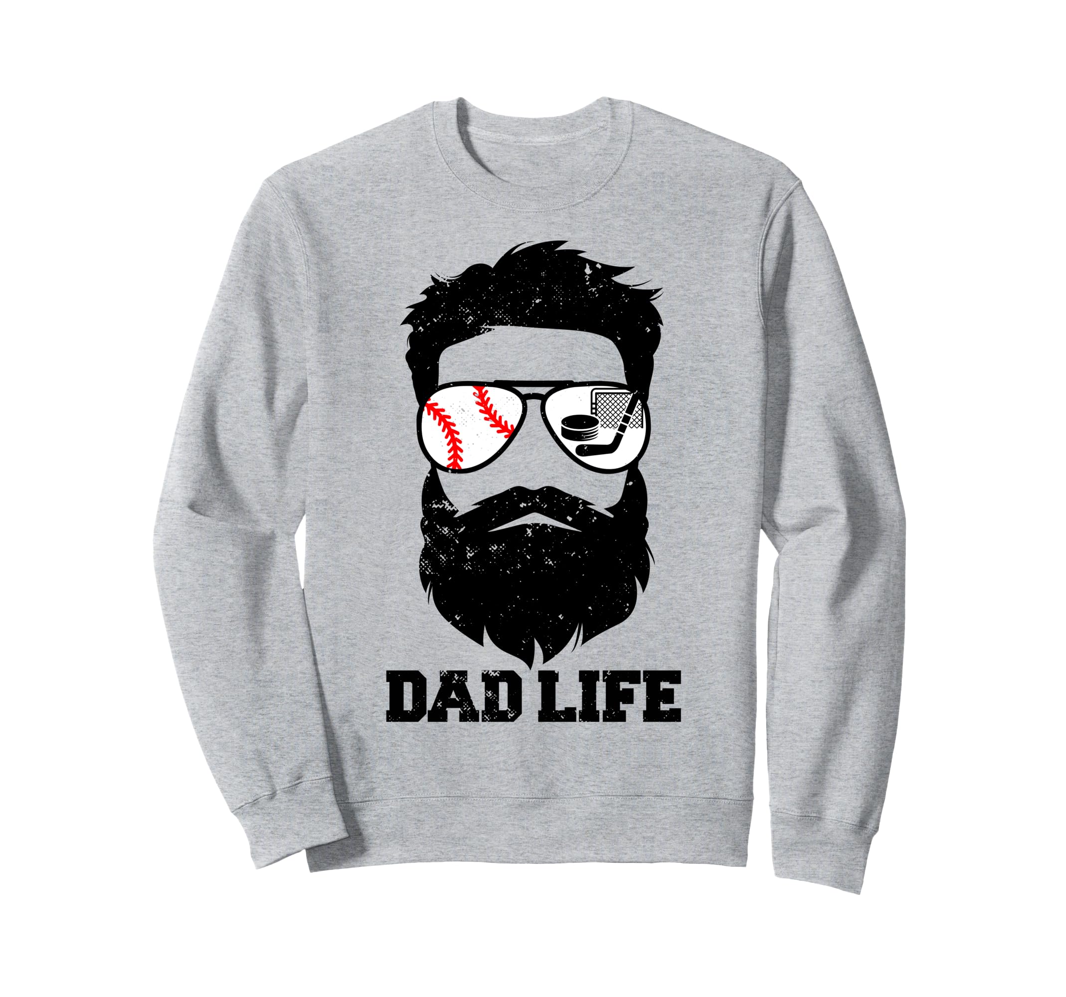 Baseball Hockey Dad Messy Hair Sweatshirt - Unique Graphic for Adults - T-Shirt, Sweatshirt, Hoodie