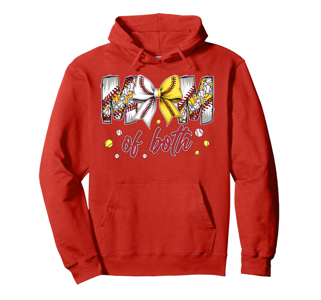 Mom Both Baseball Softball Coquette Bow Hoodie - Aesthetic Graphic Unisex - T-Shirt, Sweatshirt, Hoodie