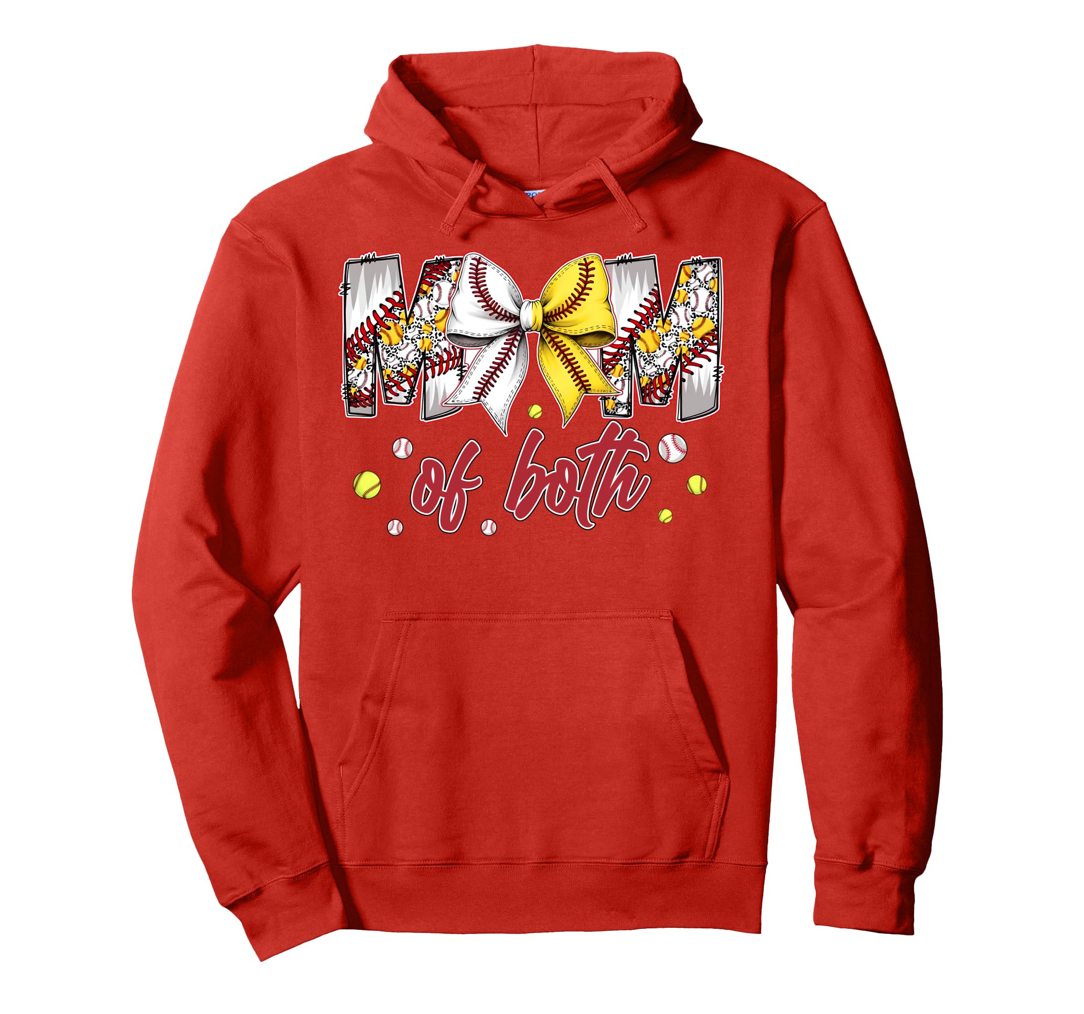 Mom Both Baseball Softball Coquette Bow Hoodie - Aesthetic Graphic Unisex - T-Shirt, Sweatshirt, Hoodie